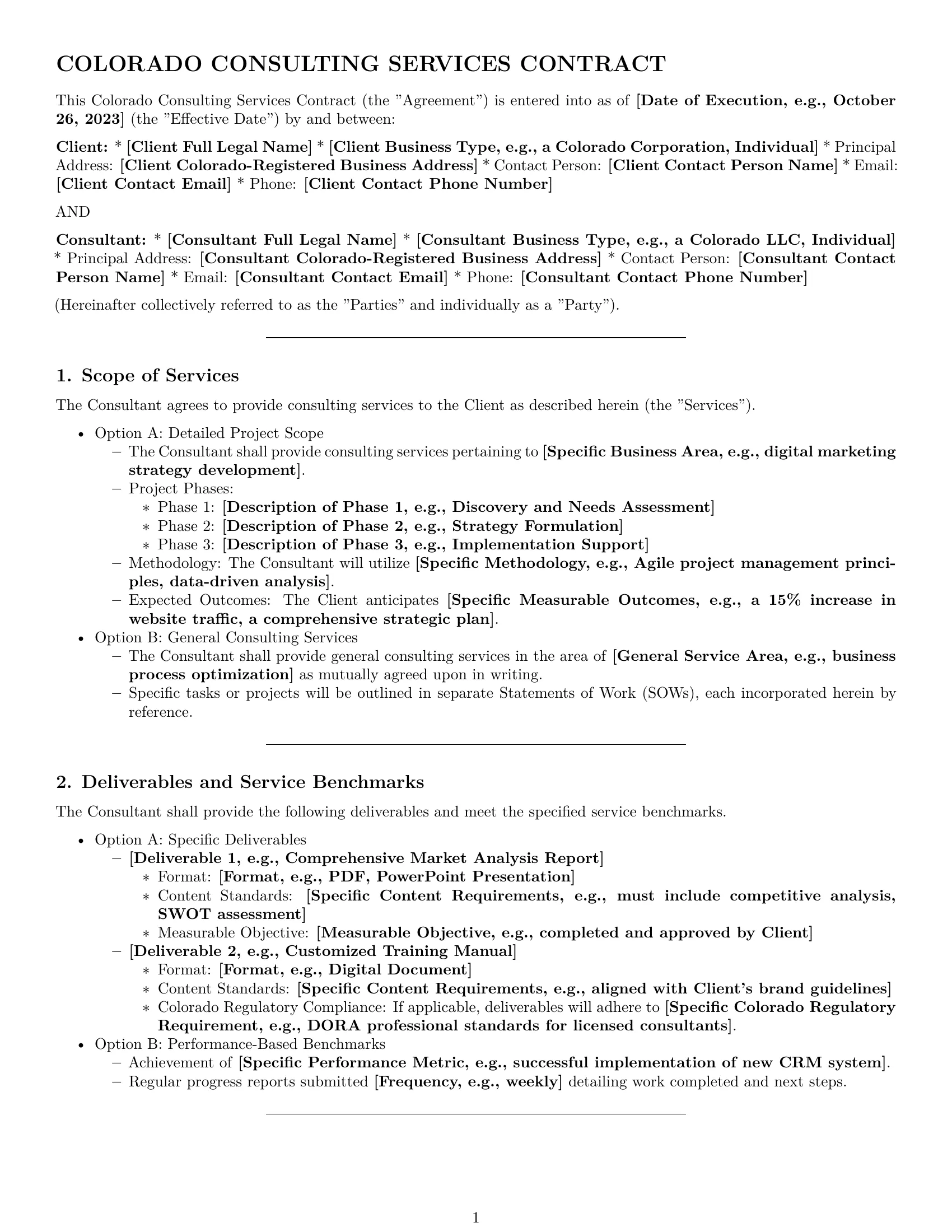 Preview page 1 of Pro Colorado consulting service contract template