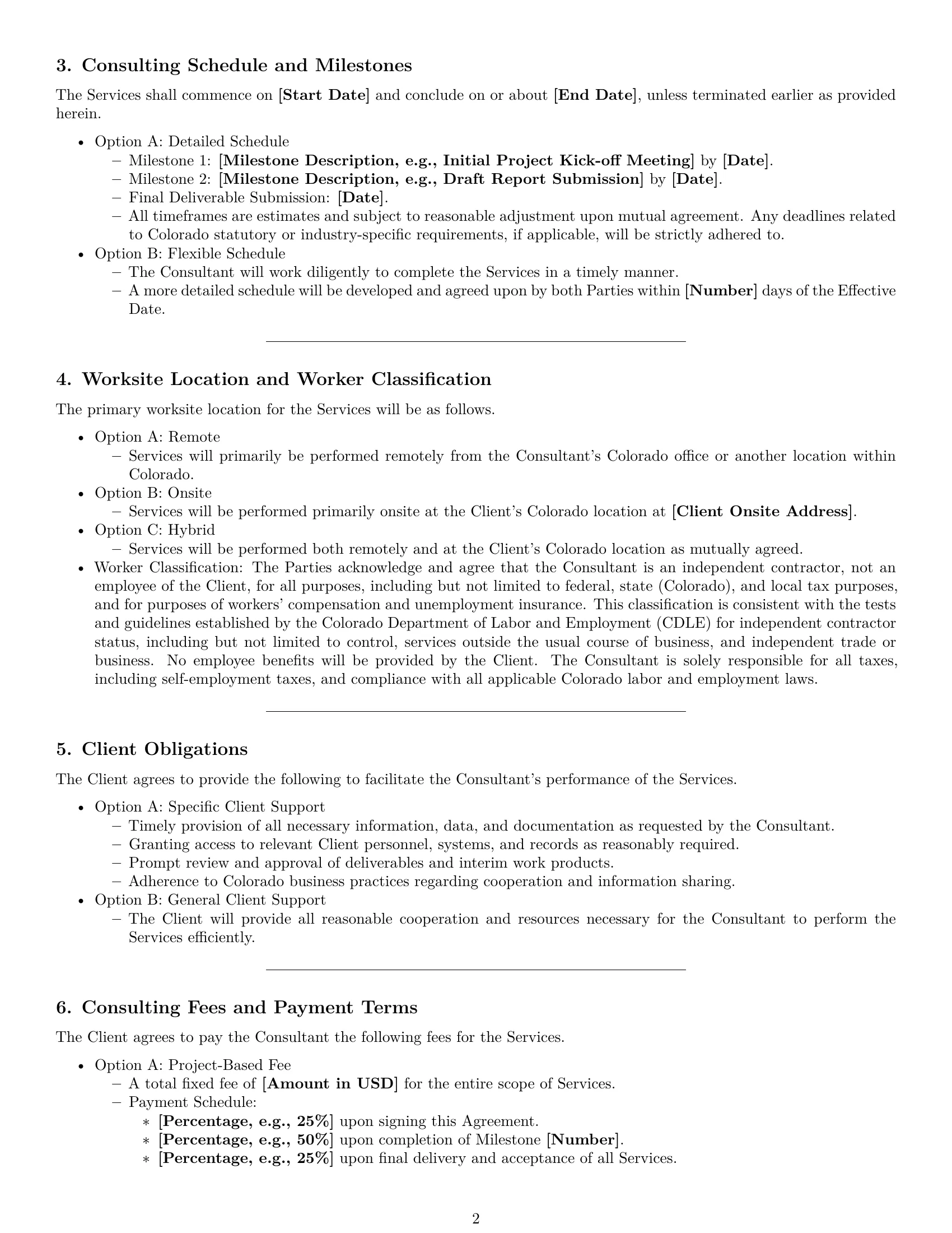 Preview page 2 of Pro Colorado consulting service contract template
