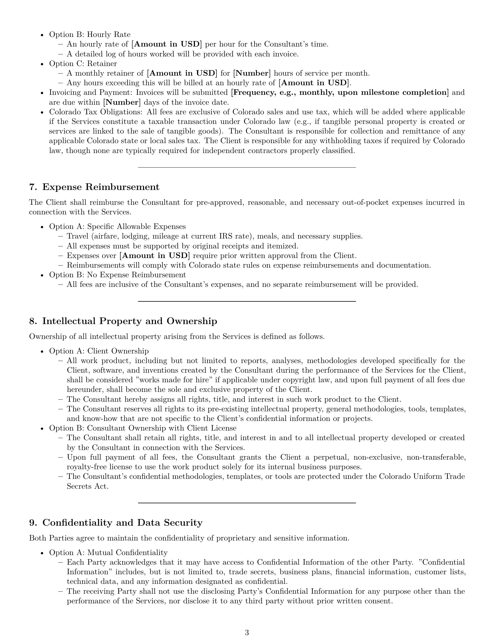 Preview page 3 of Pro Colorado consulting service contract template