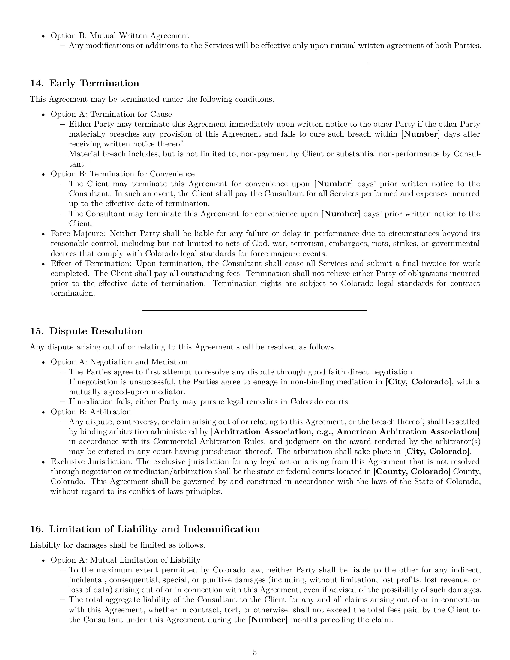 Preview page 5 of Pro Colorado consulting service contract template