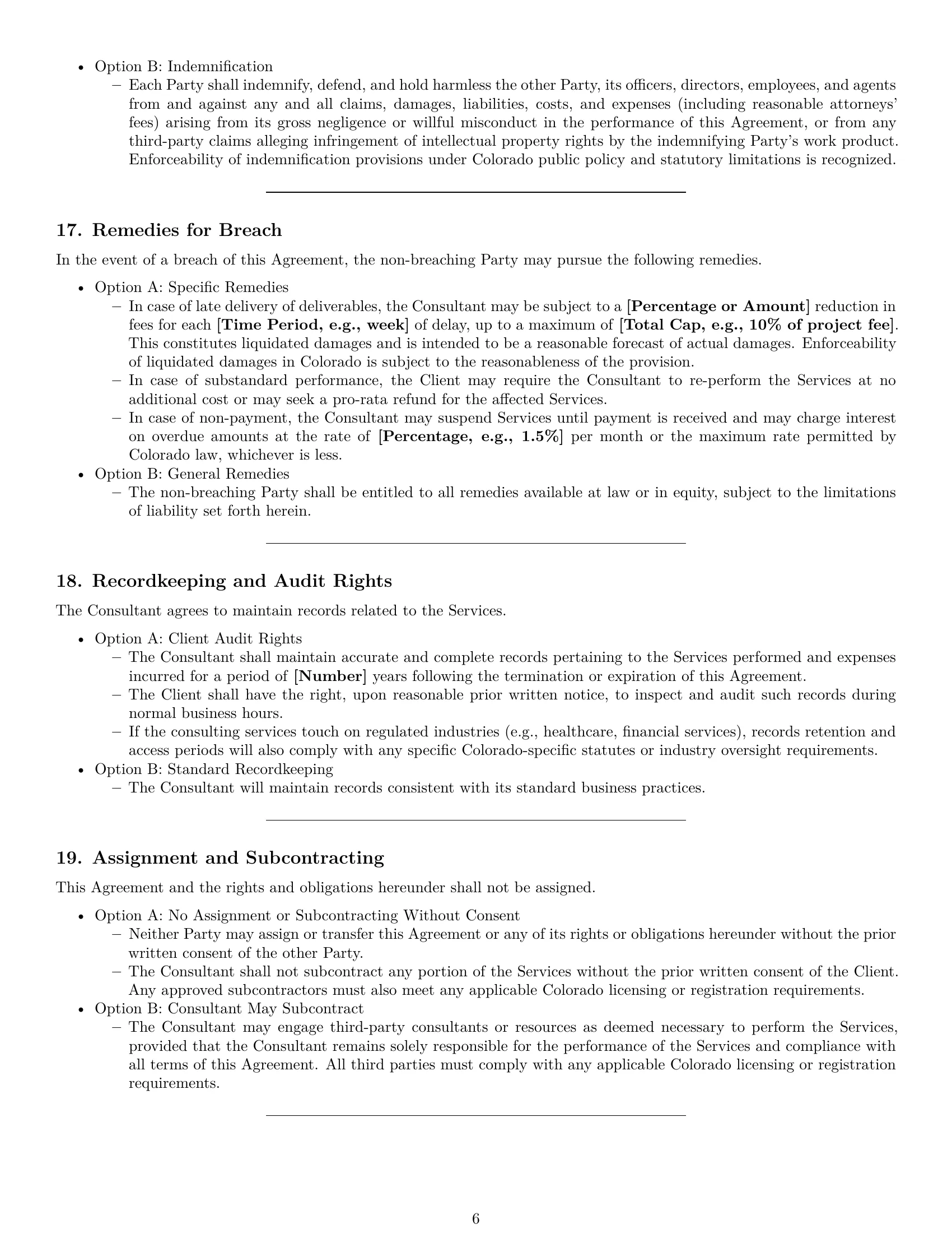 Preview page 6 of Pro Colorado consulting service contract template