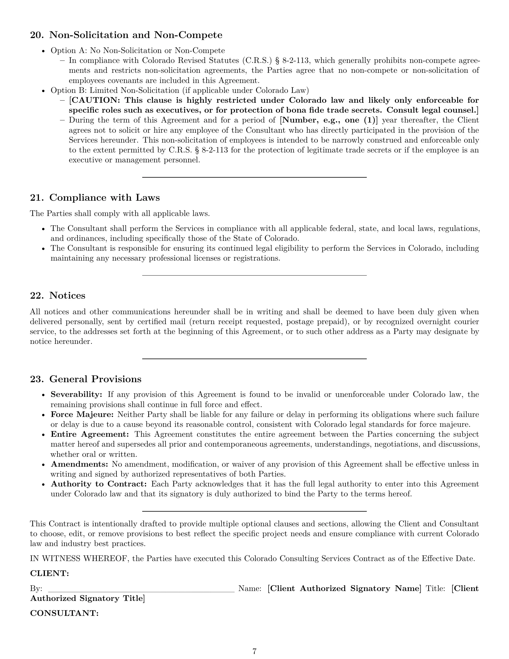 Preview page 7 of Pro Colorado consulting service contract template