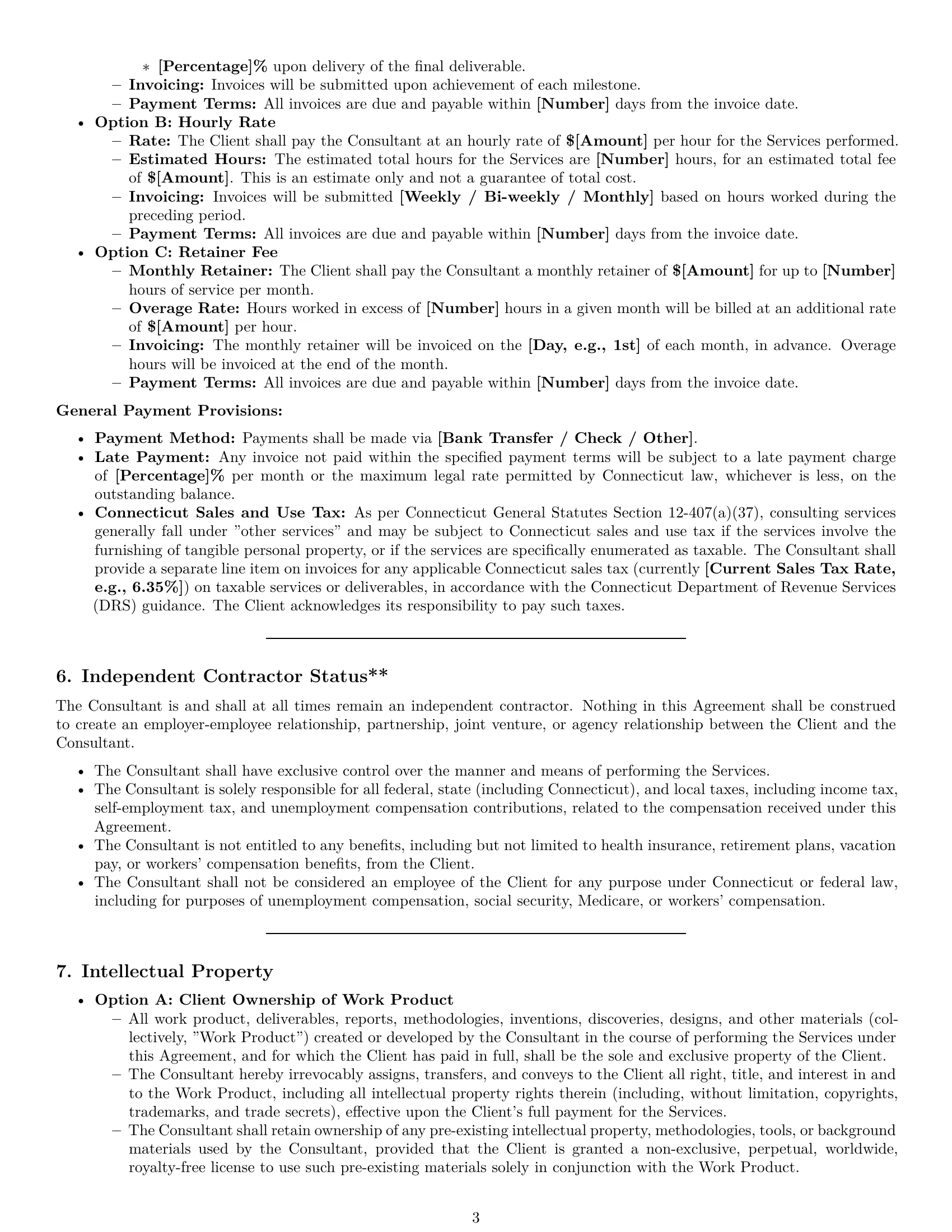Preview page 3 of Pro Connecticut consulting service contract template