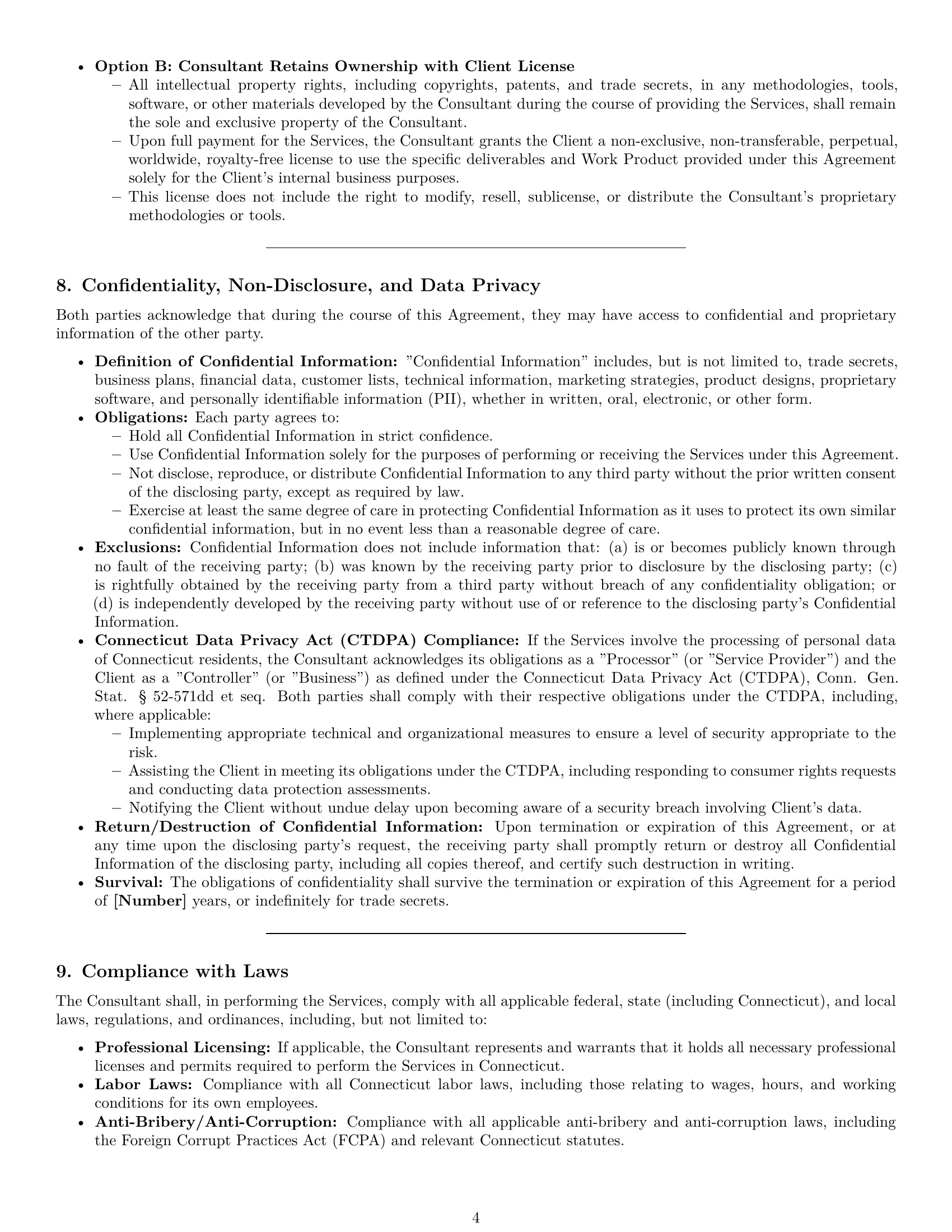 Preview page 4 of Pro Connecticut consulting service contract template