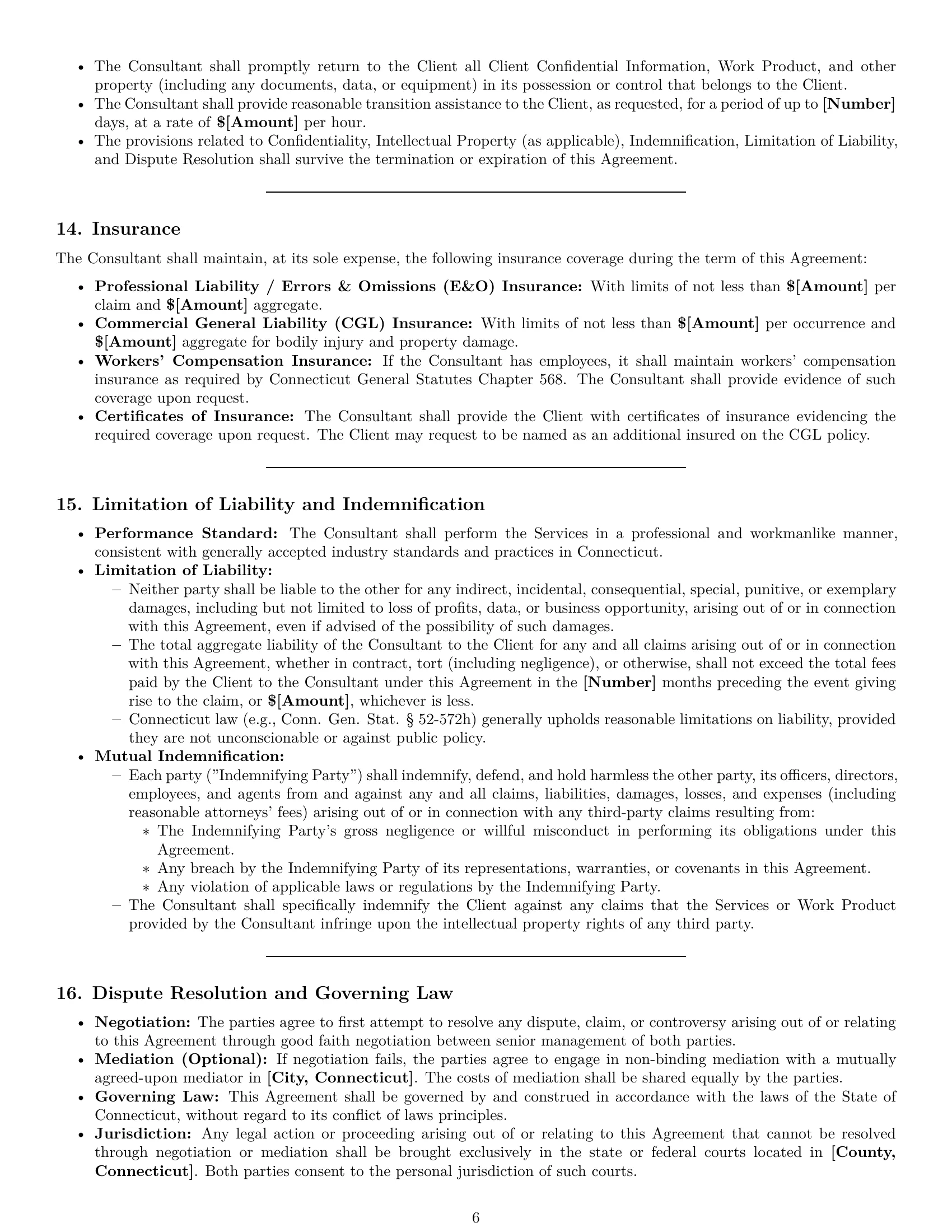 Preview page 6 of Pro Connecticut consulting service contract template