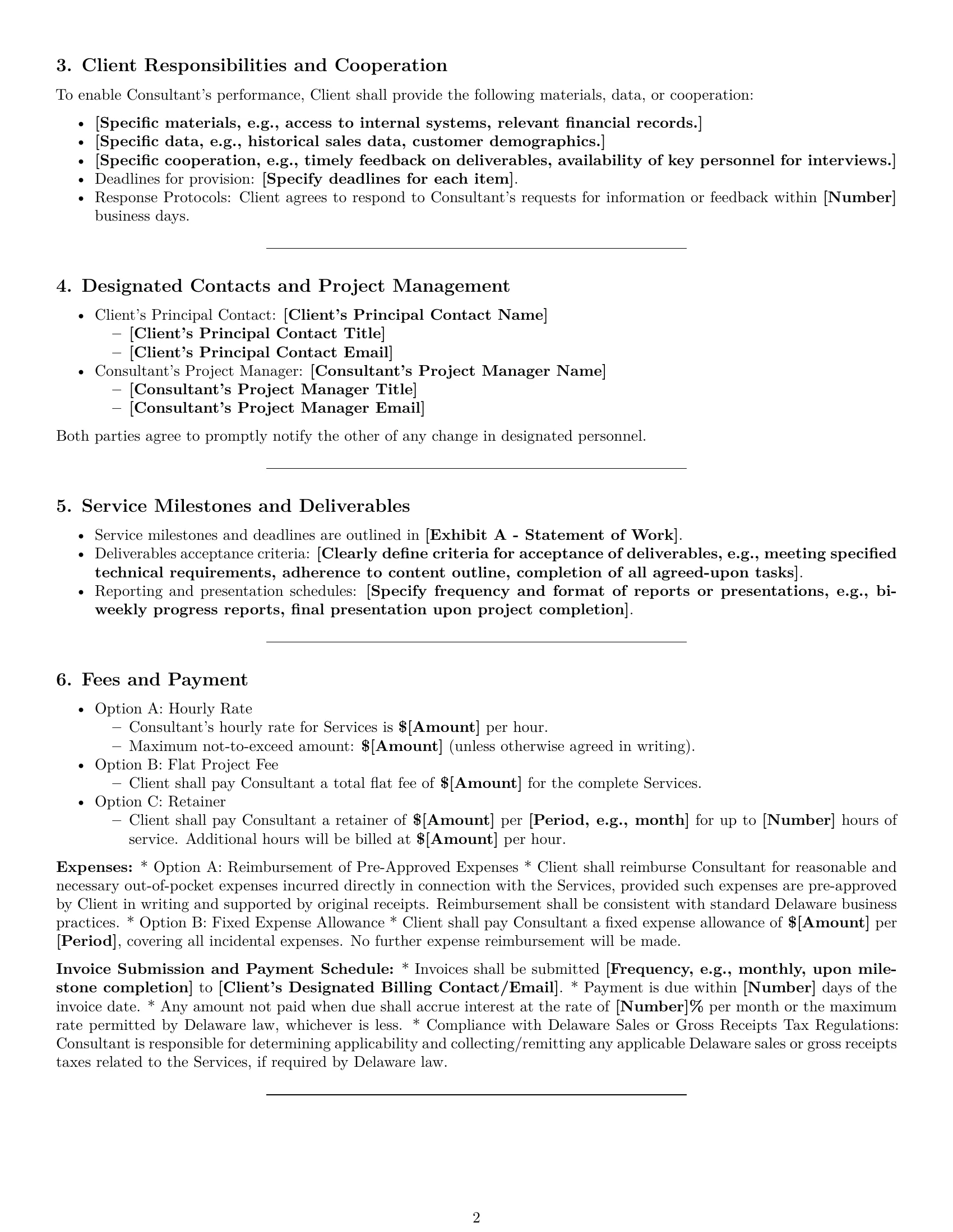 Preview page 2 of Pro Delaware consulting service contract template