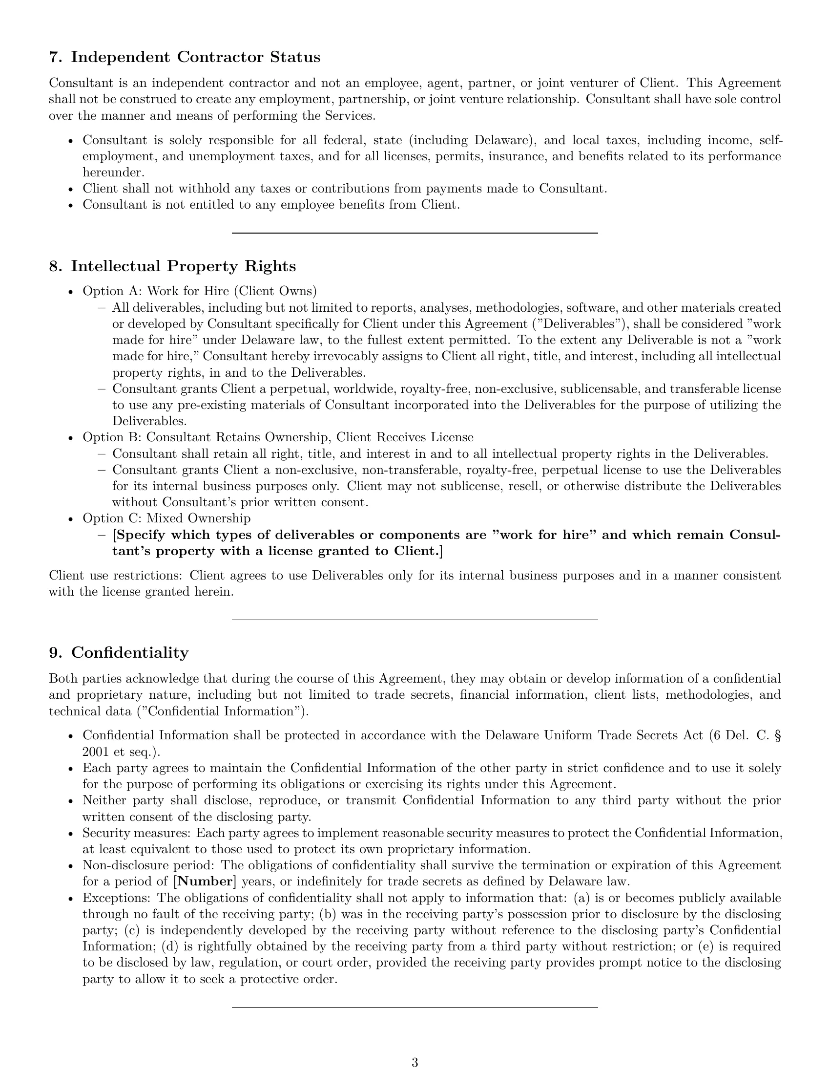 Preview page 3 of Pro Delaware consulting service contract template