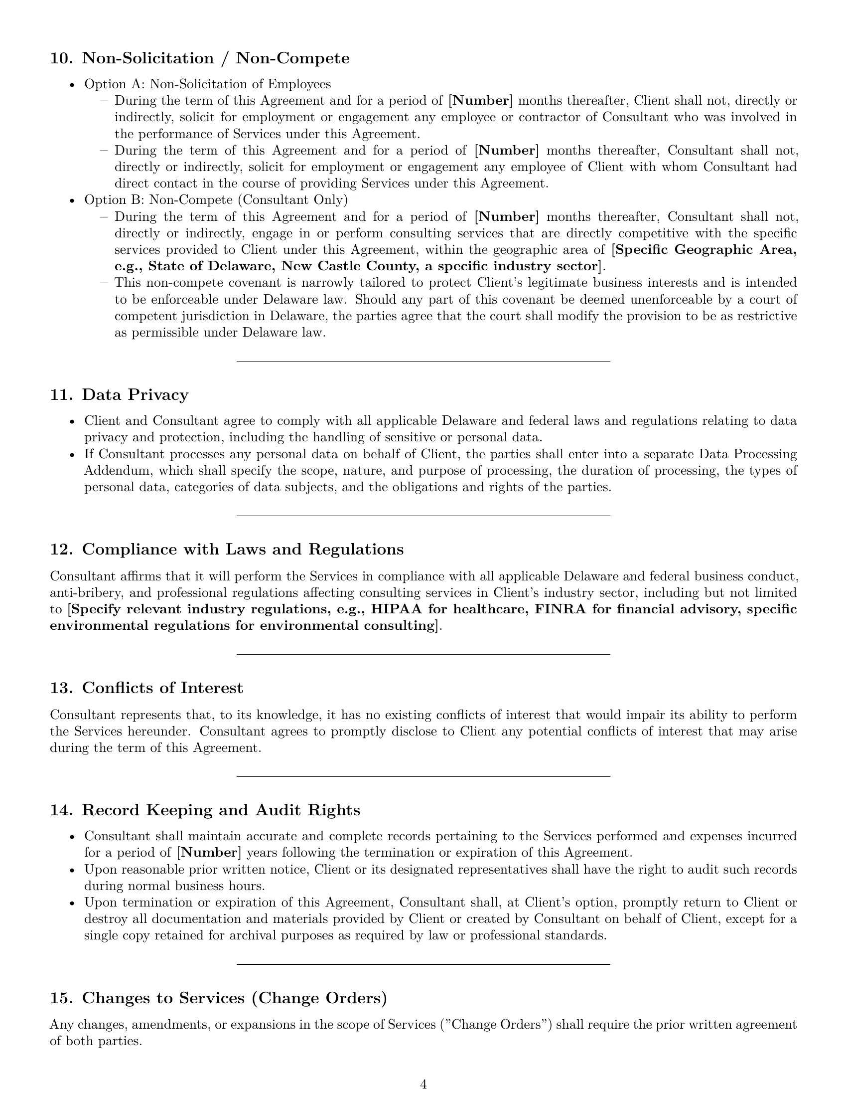 Preview page 4 of Pro Delaware consulting service contract template