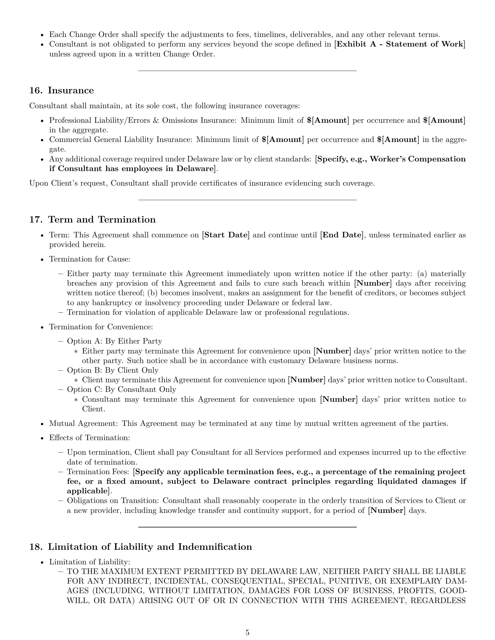 Preview page 5 of Pro Delaware consulting service contract template