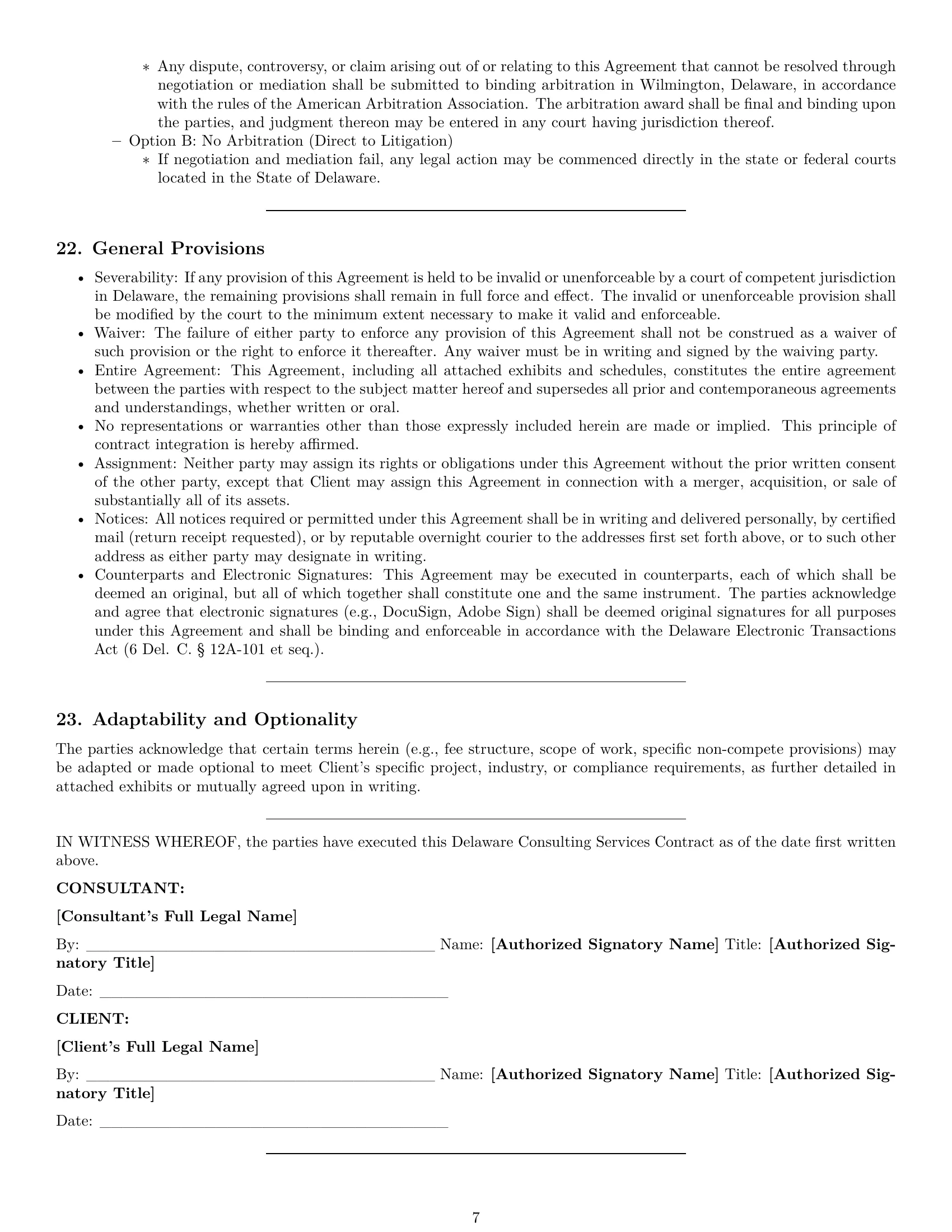 Preview page 7 of Pro Delaware consulting service contract template