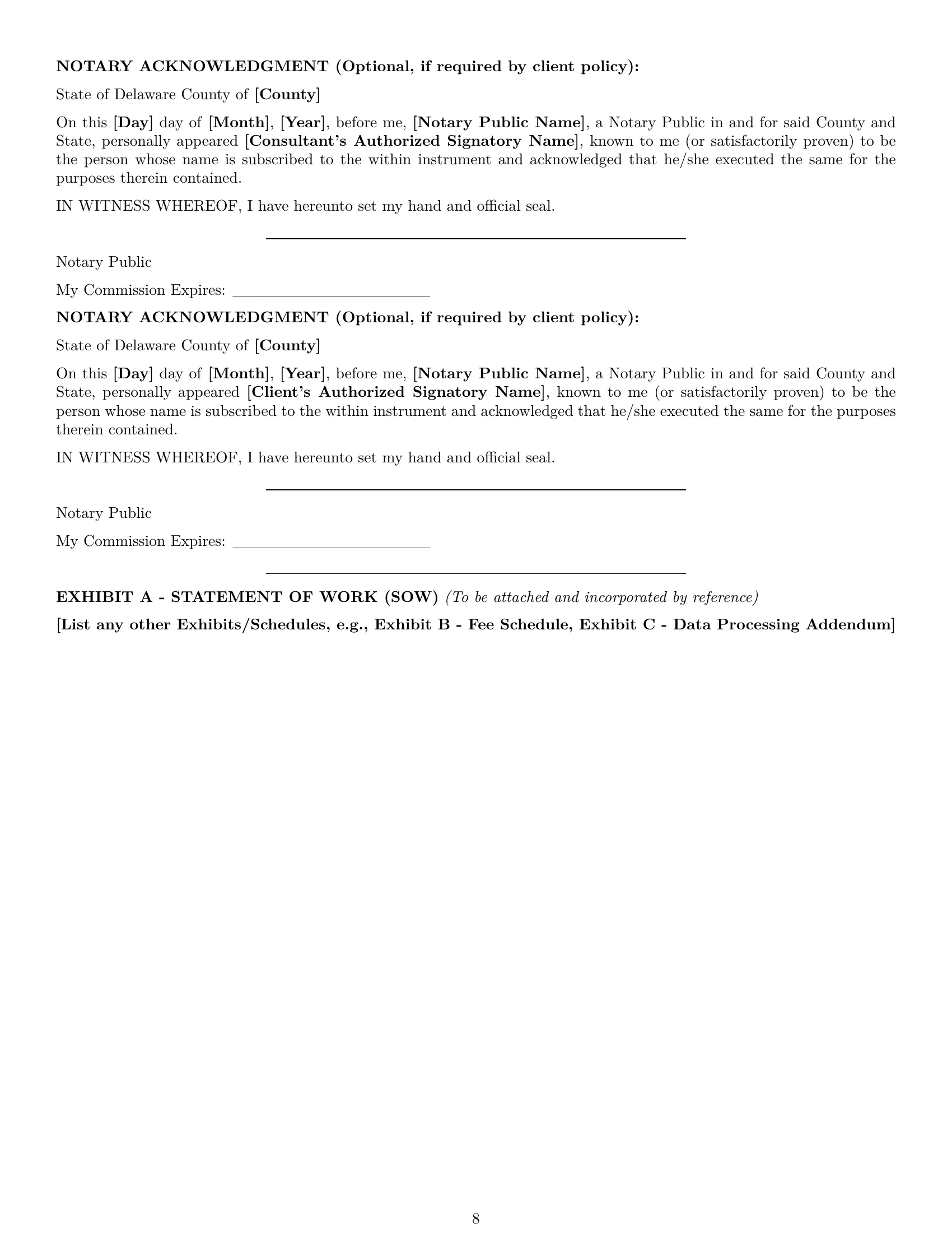Preview page 8 of Pro Delaware consulting service contract template