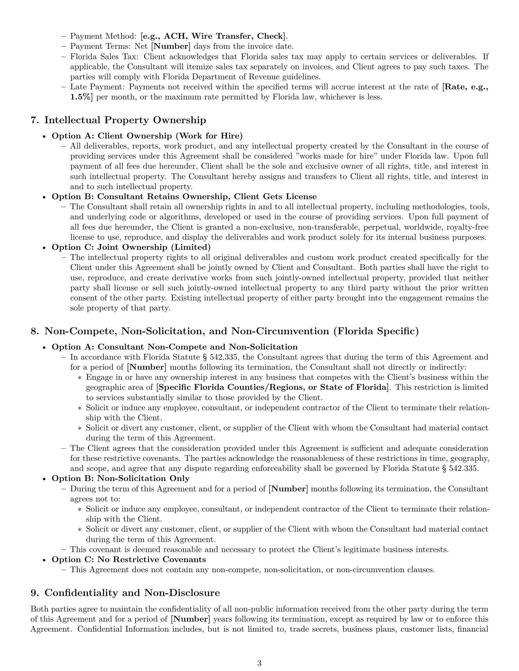 Preview page 3 of Pro Florida consulting service contract template