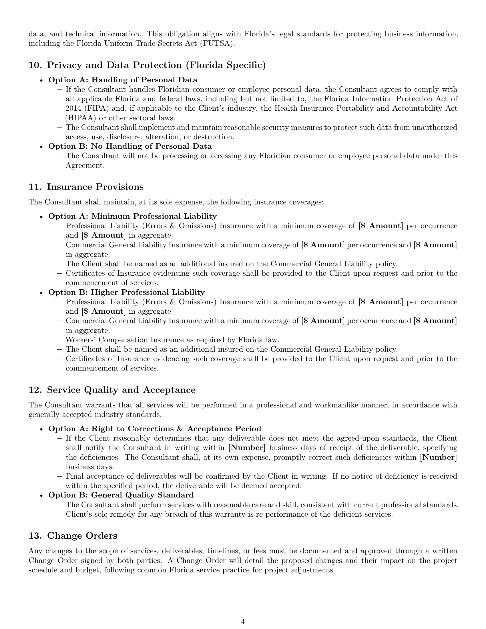 Preview page 4 of Pro Florida consulting service contract template