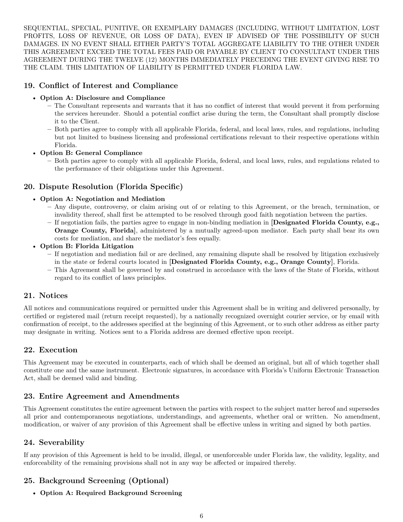 Preview page 6 of Pro Florida consulting service contract template