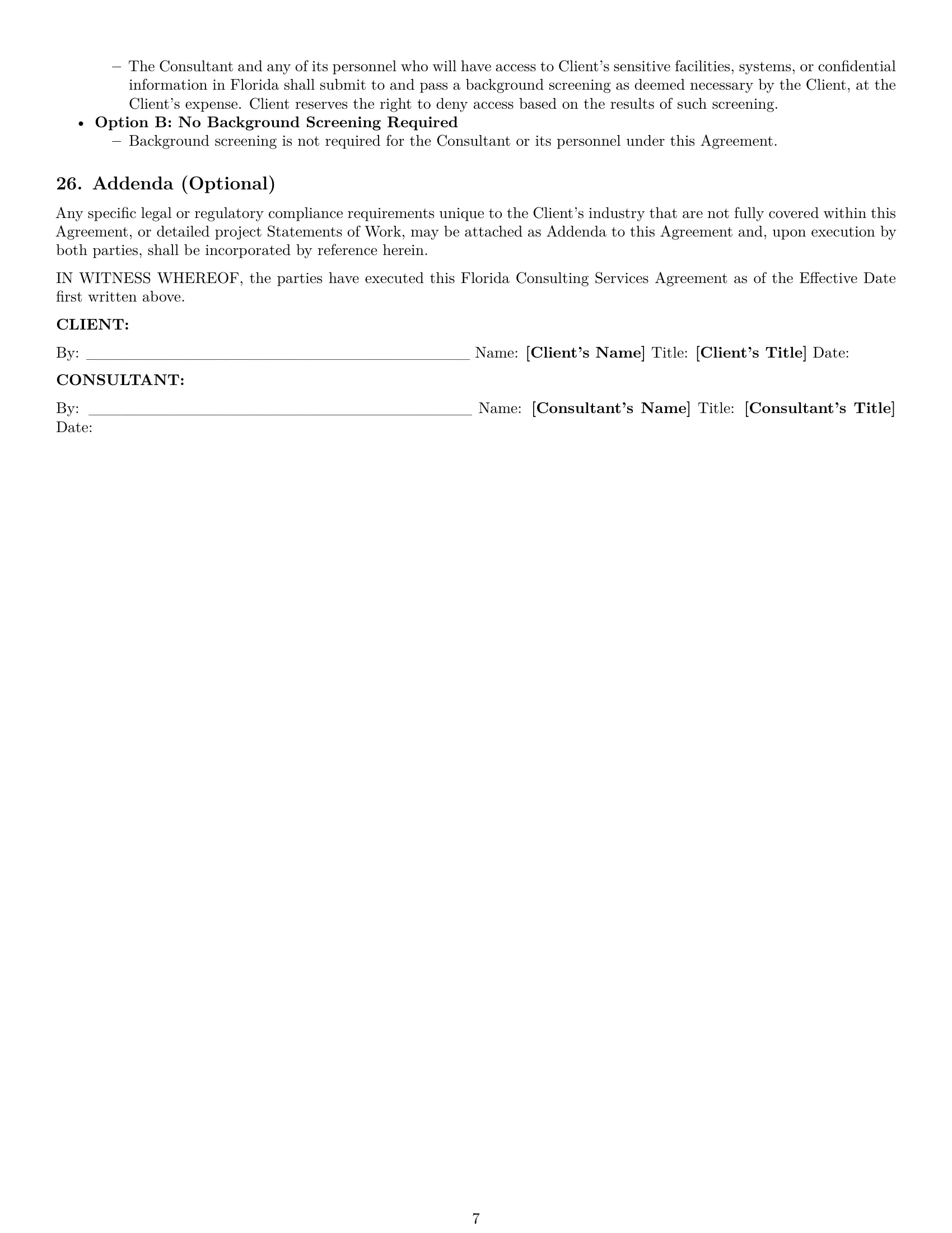 Preview page 7 of Pro Florida consulting service contract template
