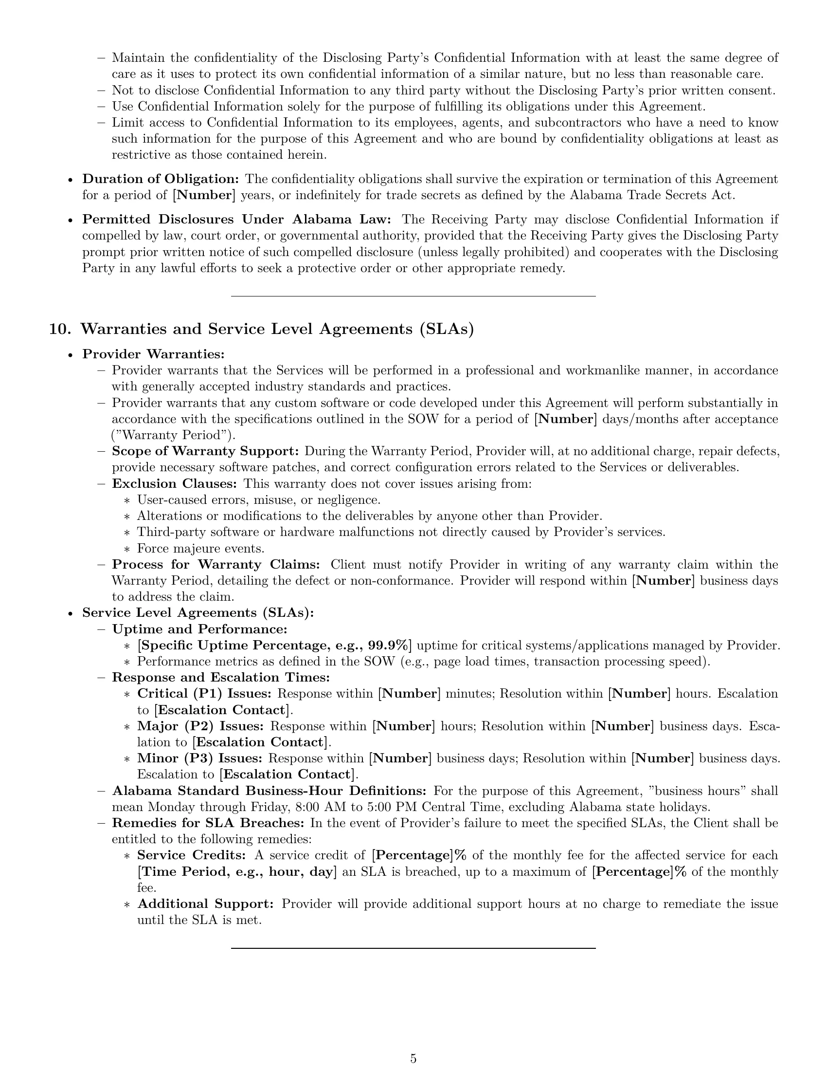 Preview page 5 of Pro Alabama IT service contract template