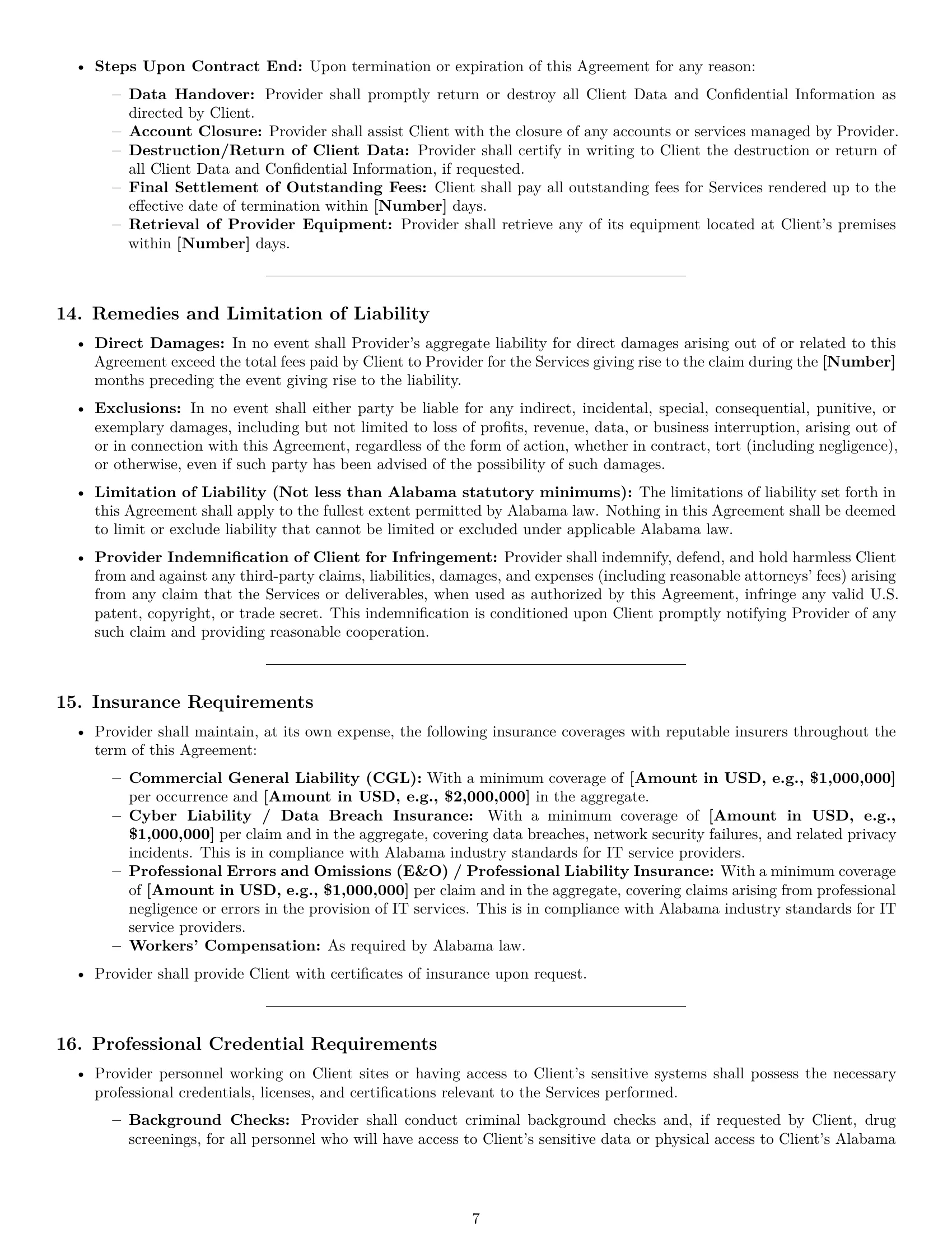 Preview page 7 of Pro Alabama IT service contract template
