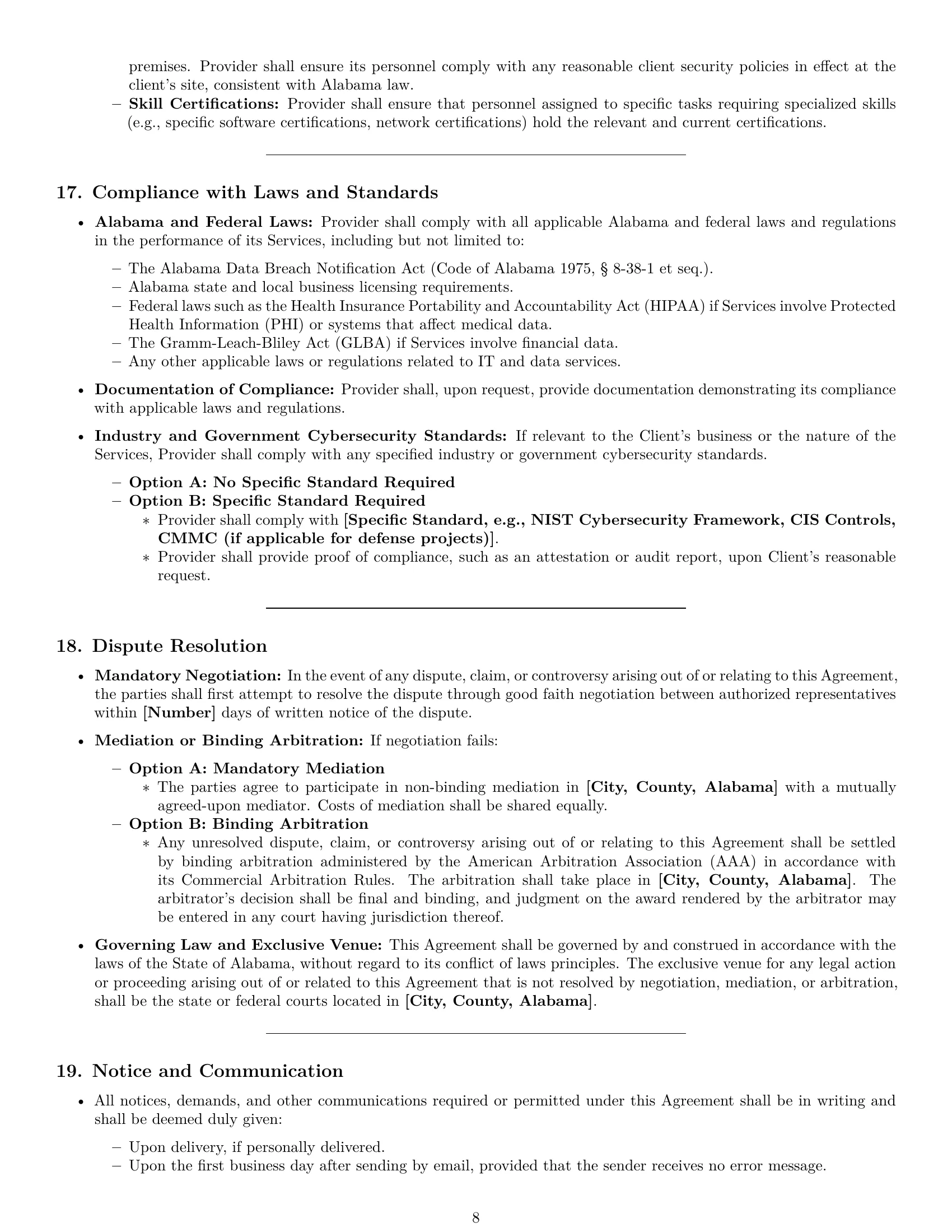 Preview page 8 of Pro Alabama IT service contract template