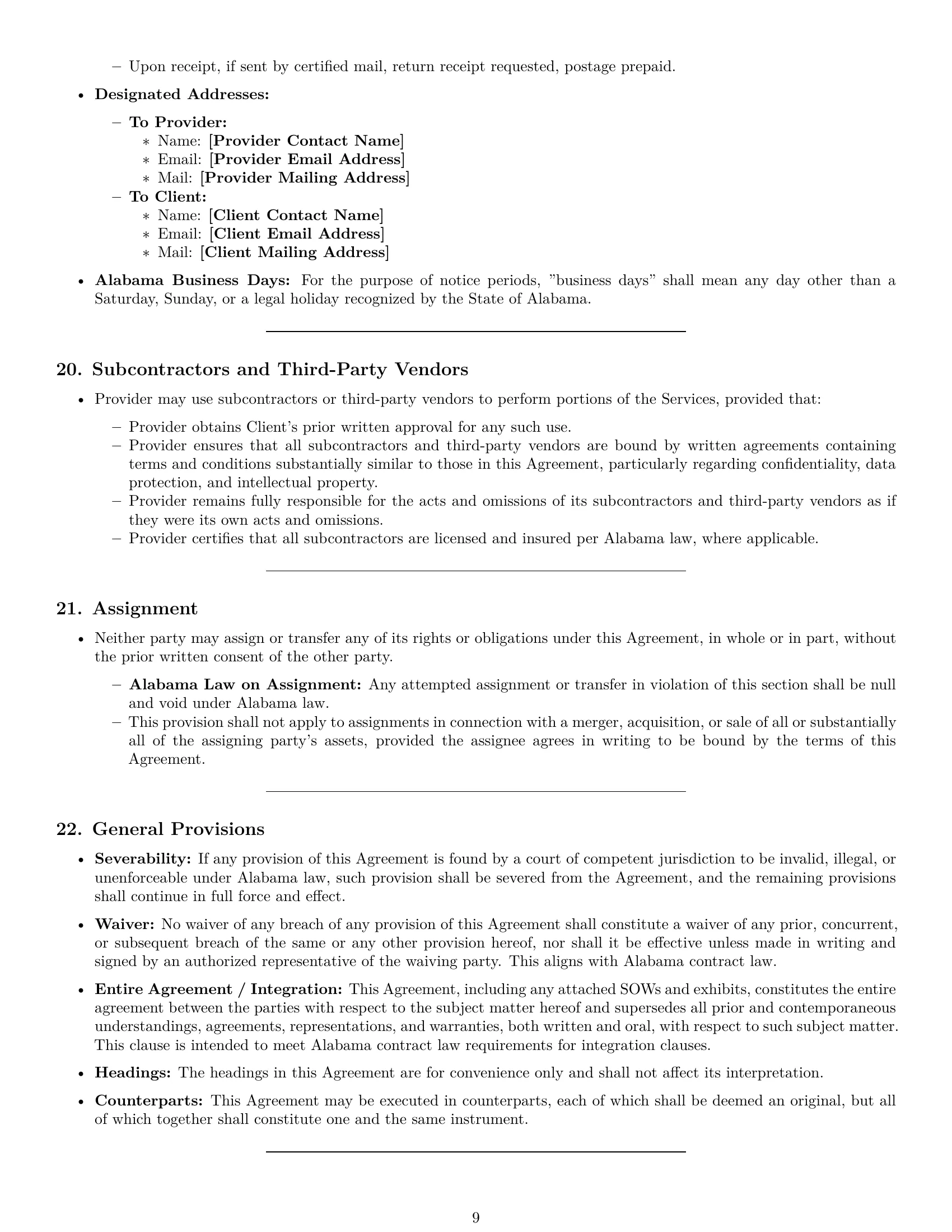 Preview page 9 of Pro Alabama IT service contract template