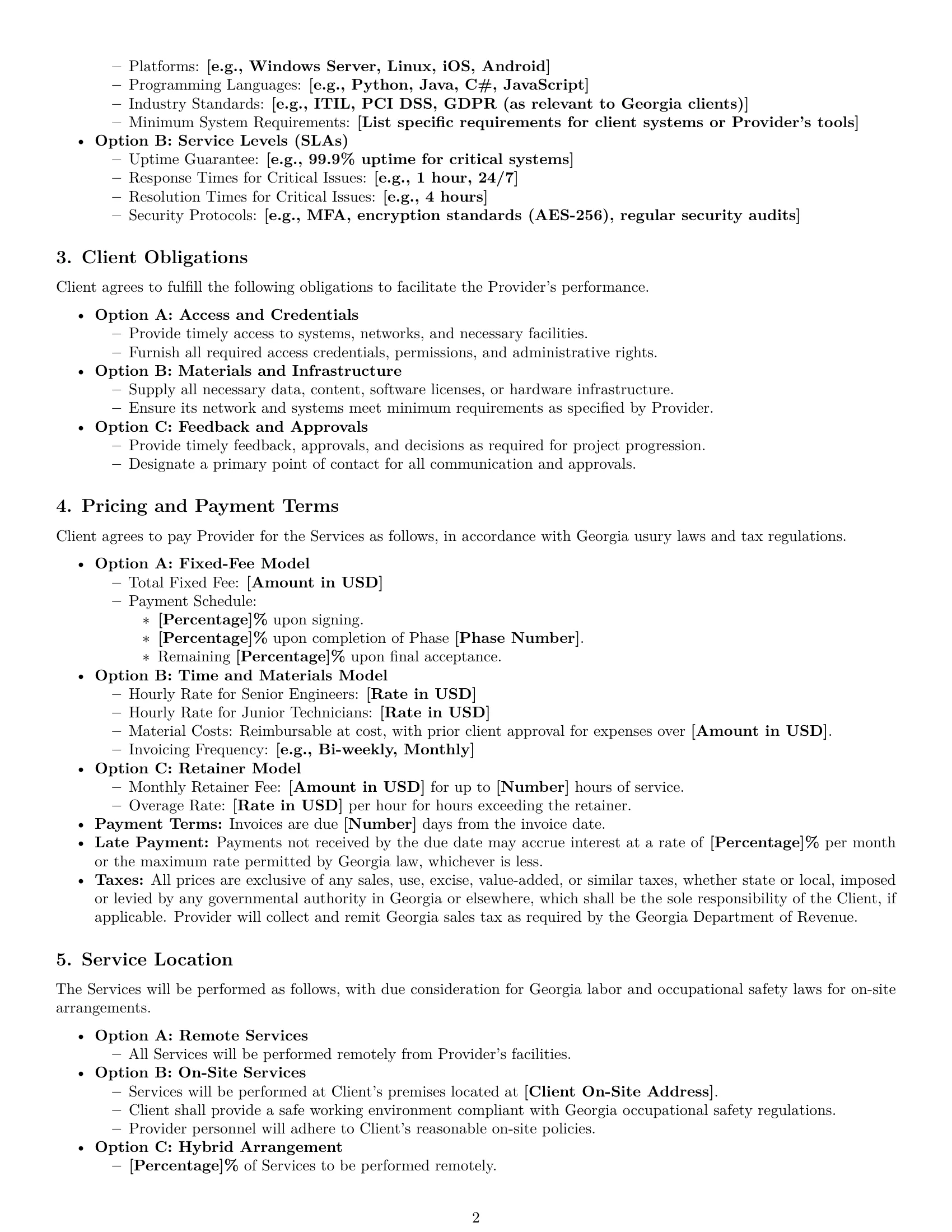 Preview page 2 of Pro Georgia IT service contract template