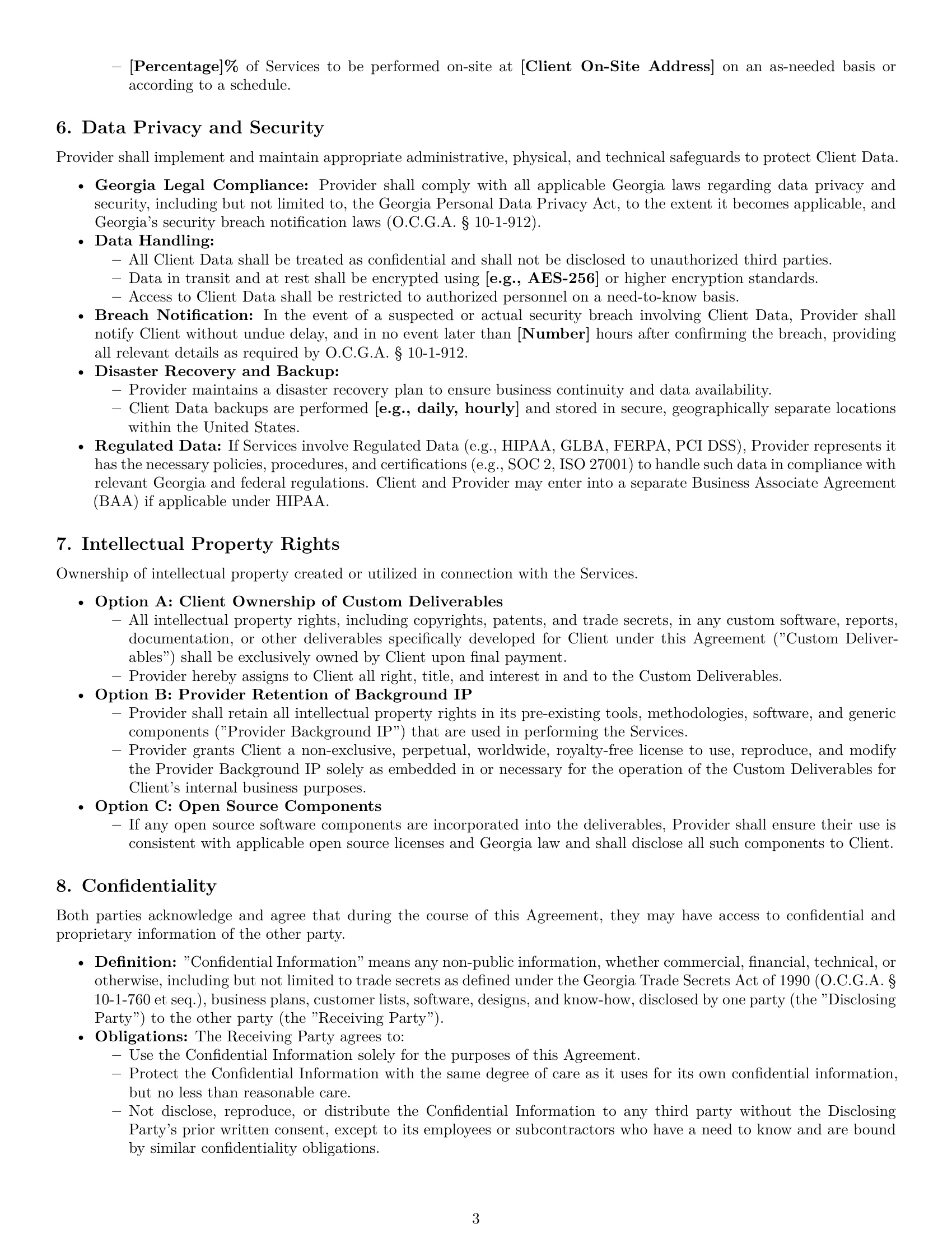 Preview page 3 of Pro Georgia IT service contract template