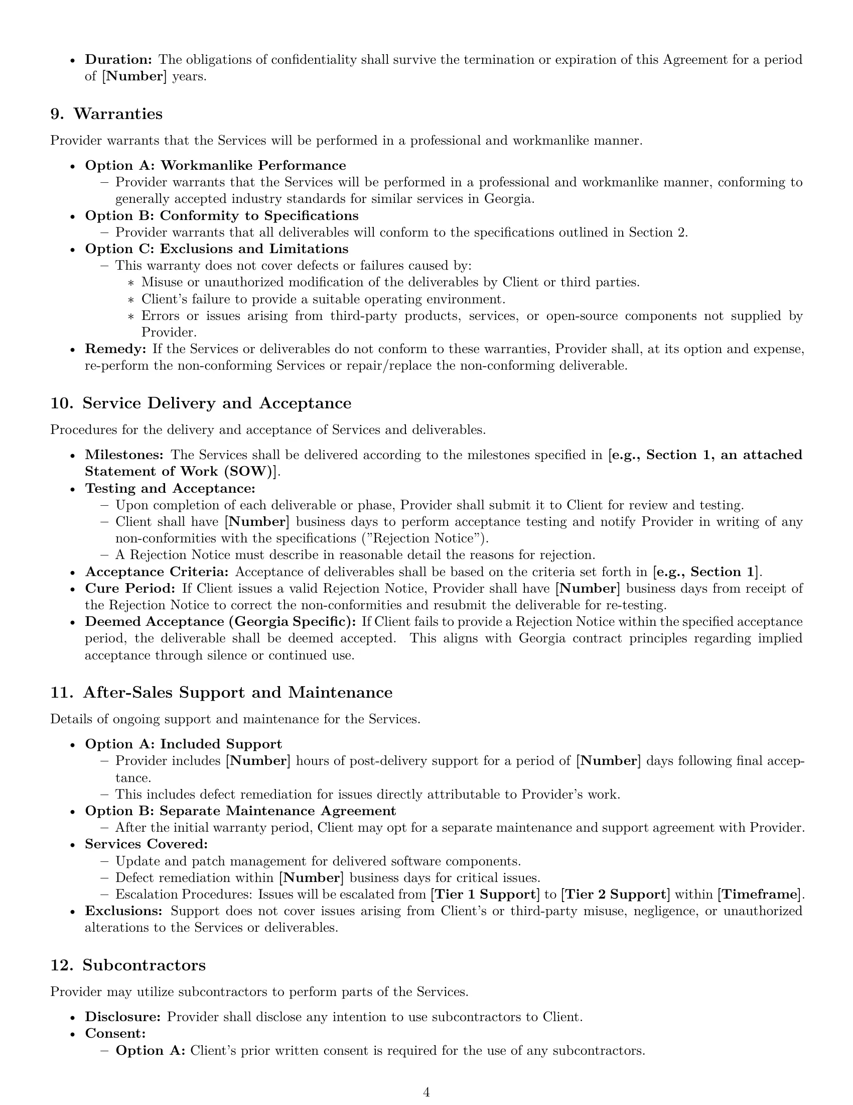 Preview page 4 of Pro Georgia IT service contract template