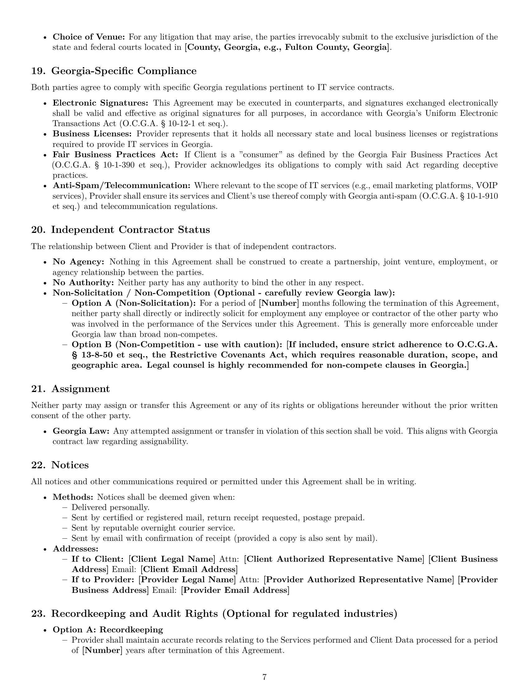 Preview page 7 of Pro Georgia IT service contract template