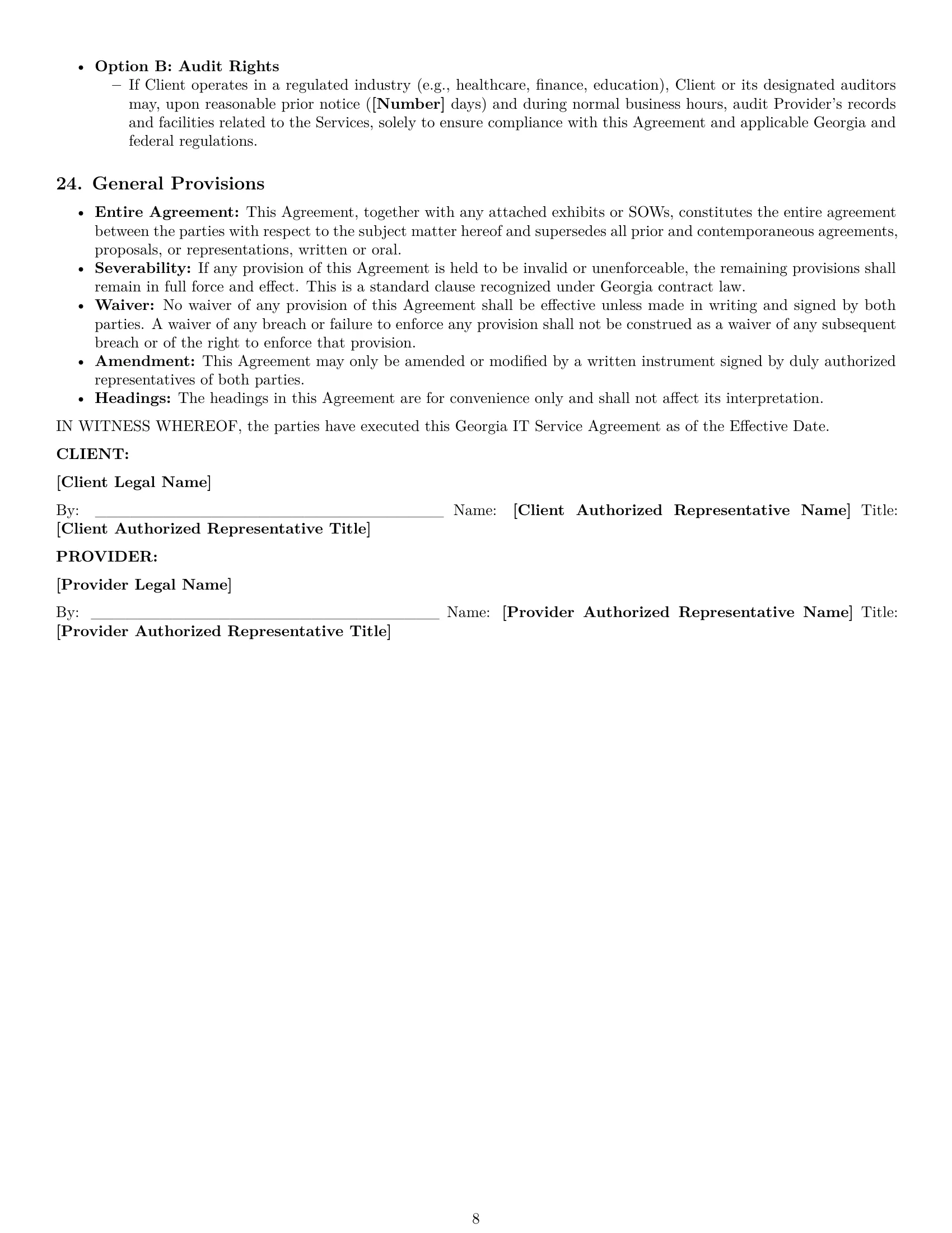Preview page 8 of Pro Georgia IT service contract template