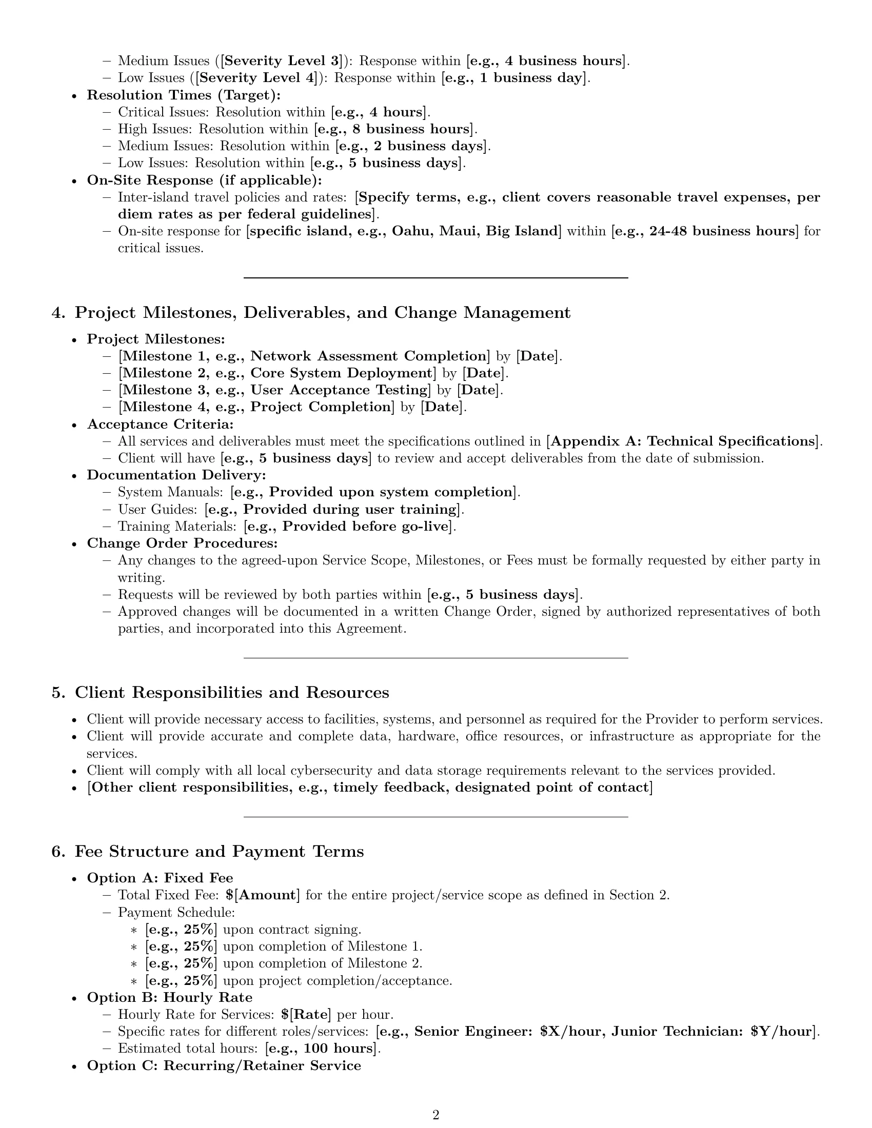 Preview page 2 of Pro Hawaii IT service contract template