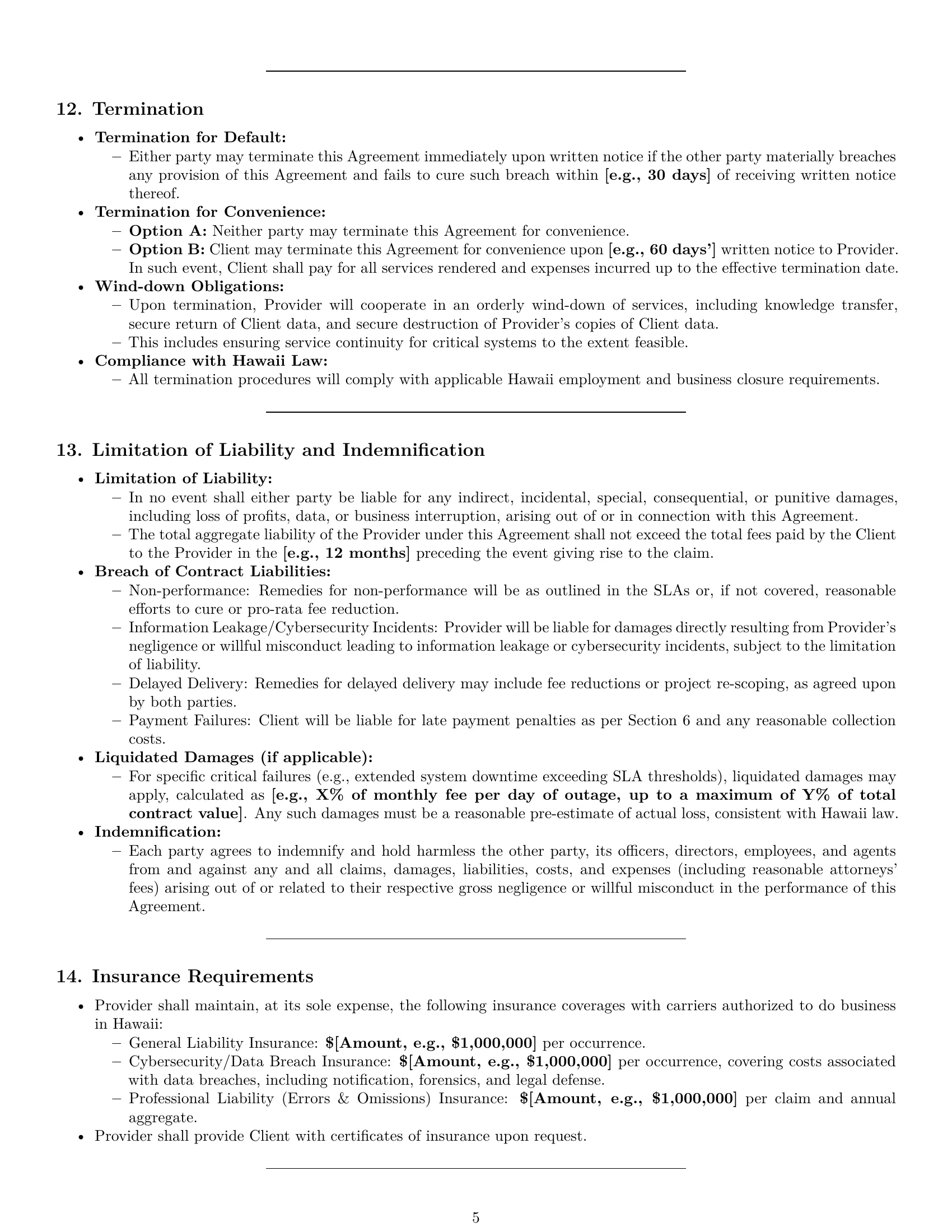 Preview page 5 of Pro Hawaii IT service contract template
