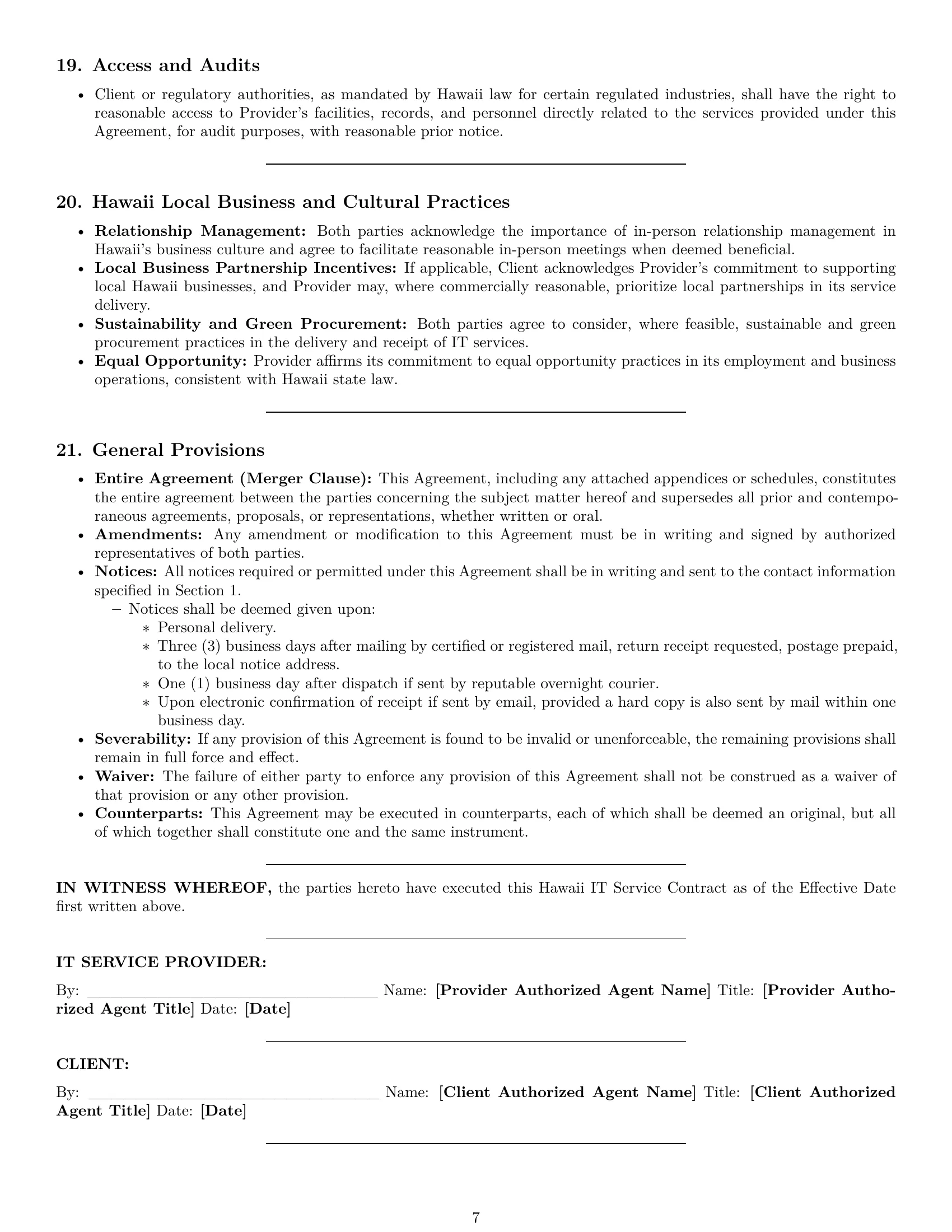 Preview page 7 of Pro Hawaii IT service contract template