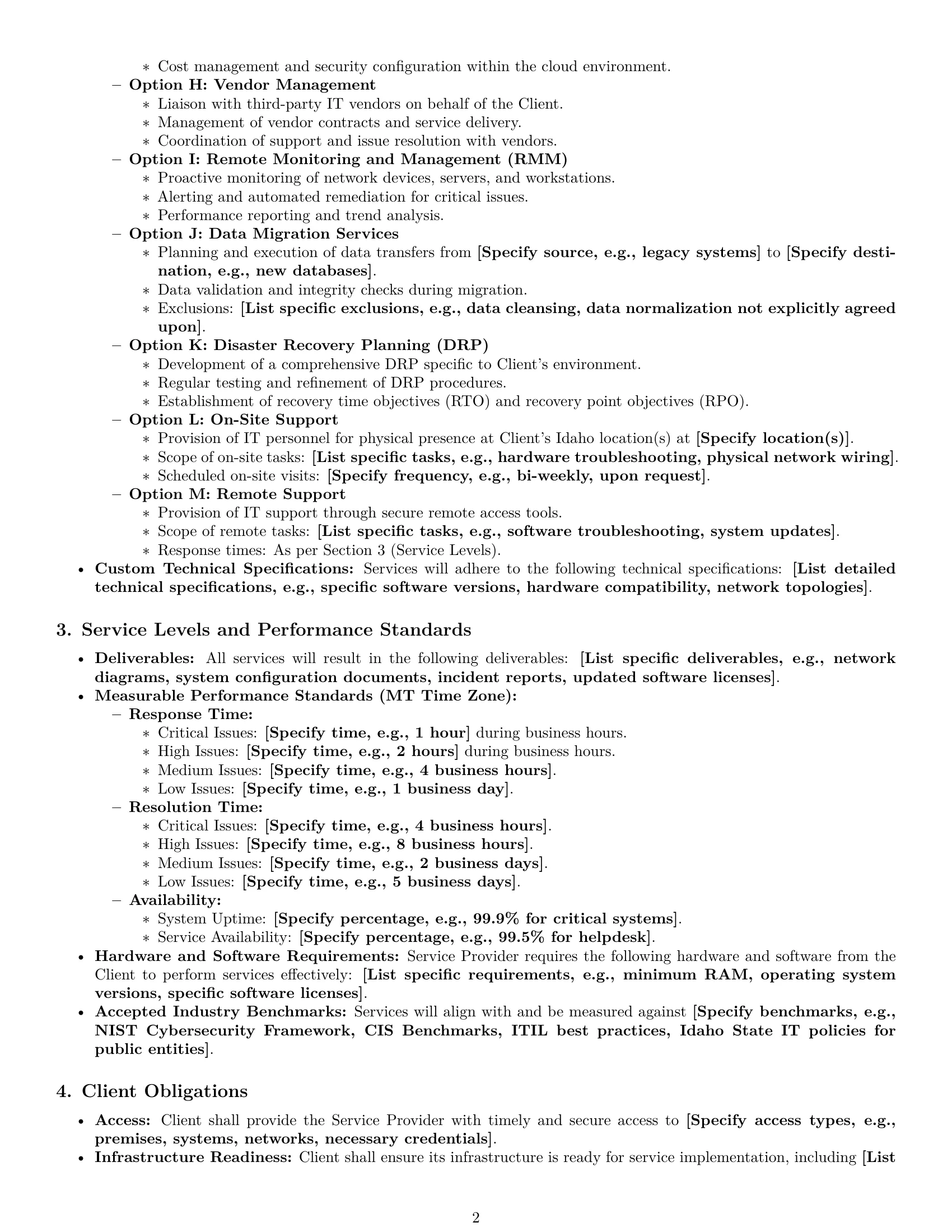 Preview page 2 of Pro Idaho IT service contract template