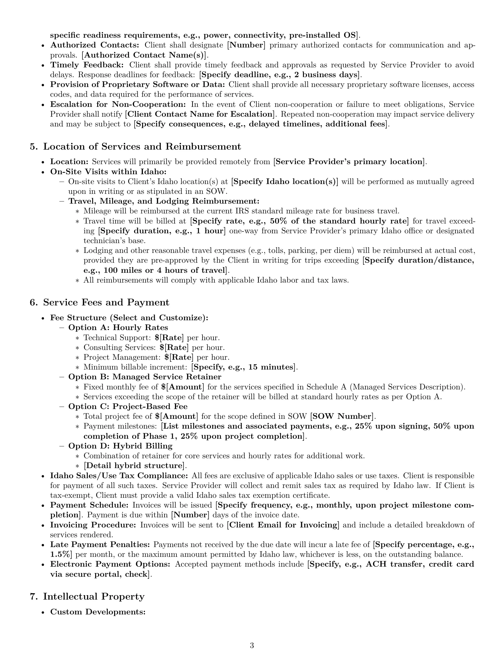 Preview page 3 of Pro Idaho IT service contract template