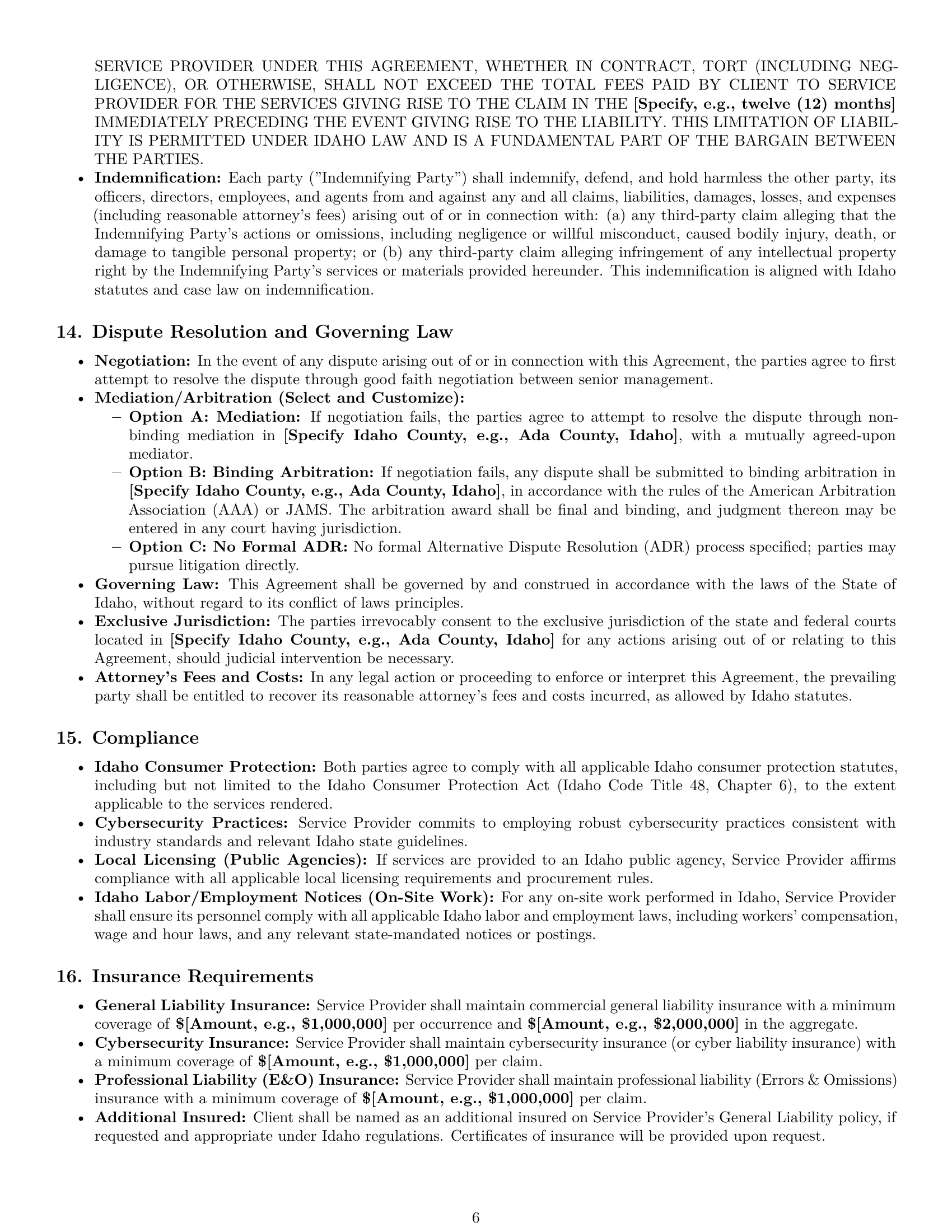 Preview page 6 of Pro Idaho IT service contract template