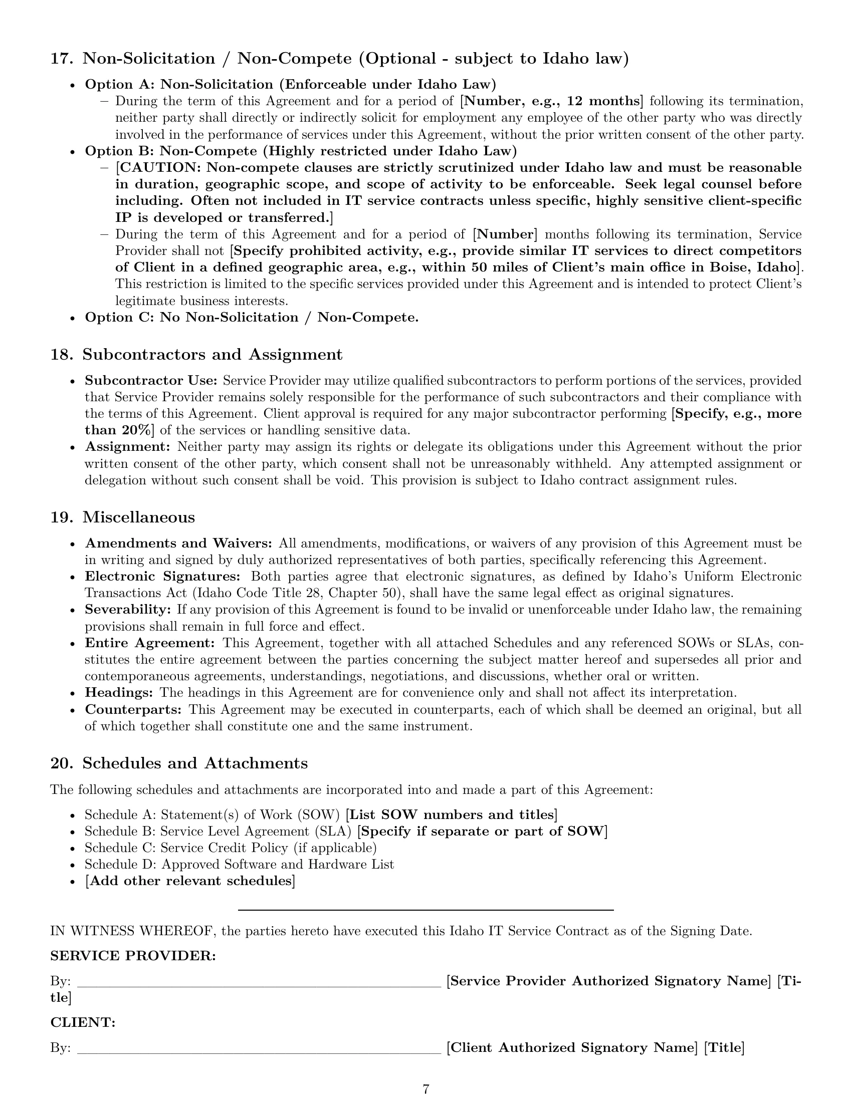 Preview page 7 of Pro Idaho IT service contract template