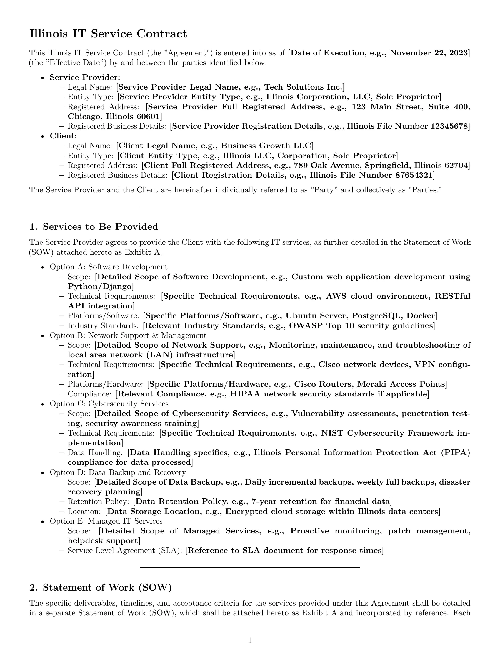 Preview page 1 of Pro Illinois IT service contract template