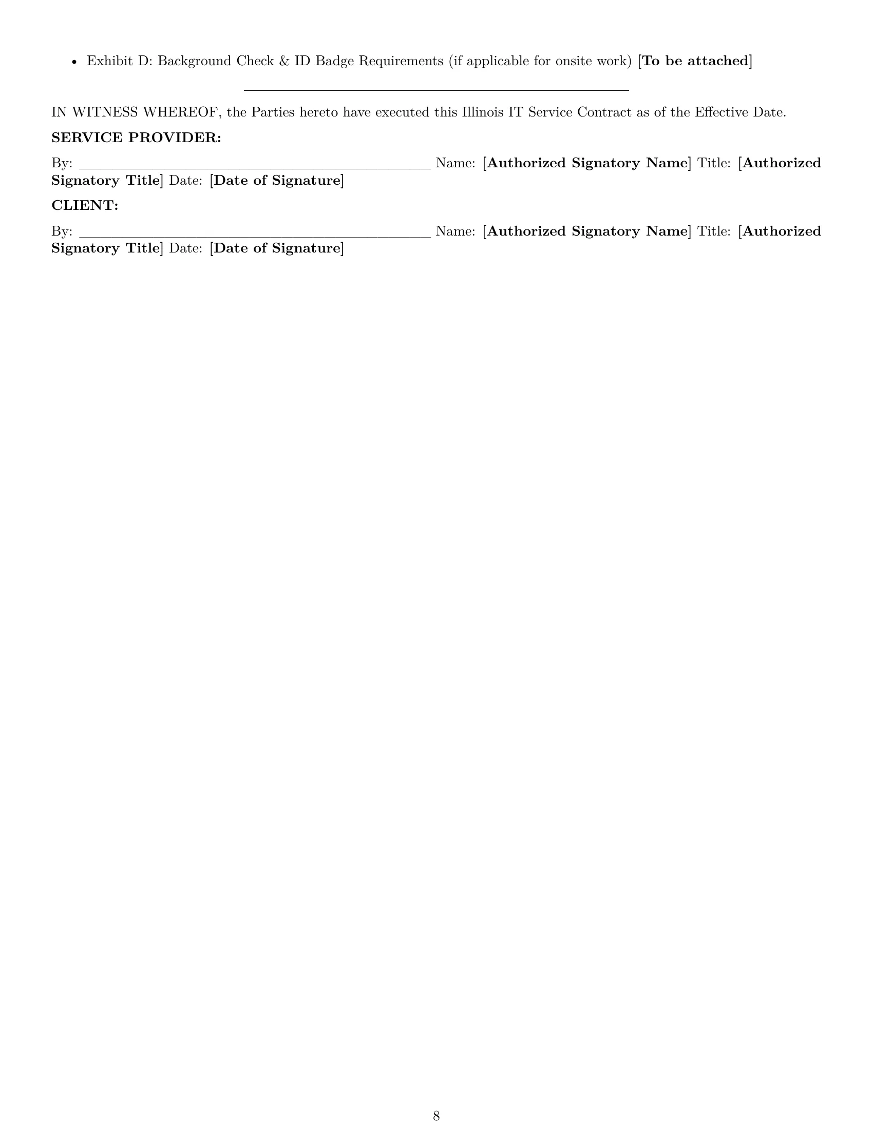 Preview page 8 of Pro Illinois IT service contract template