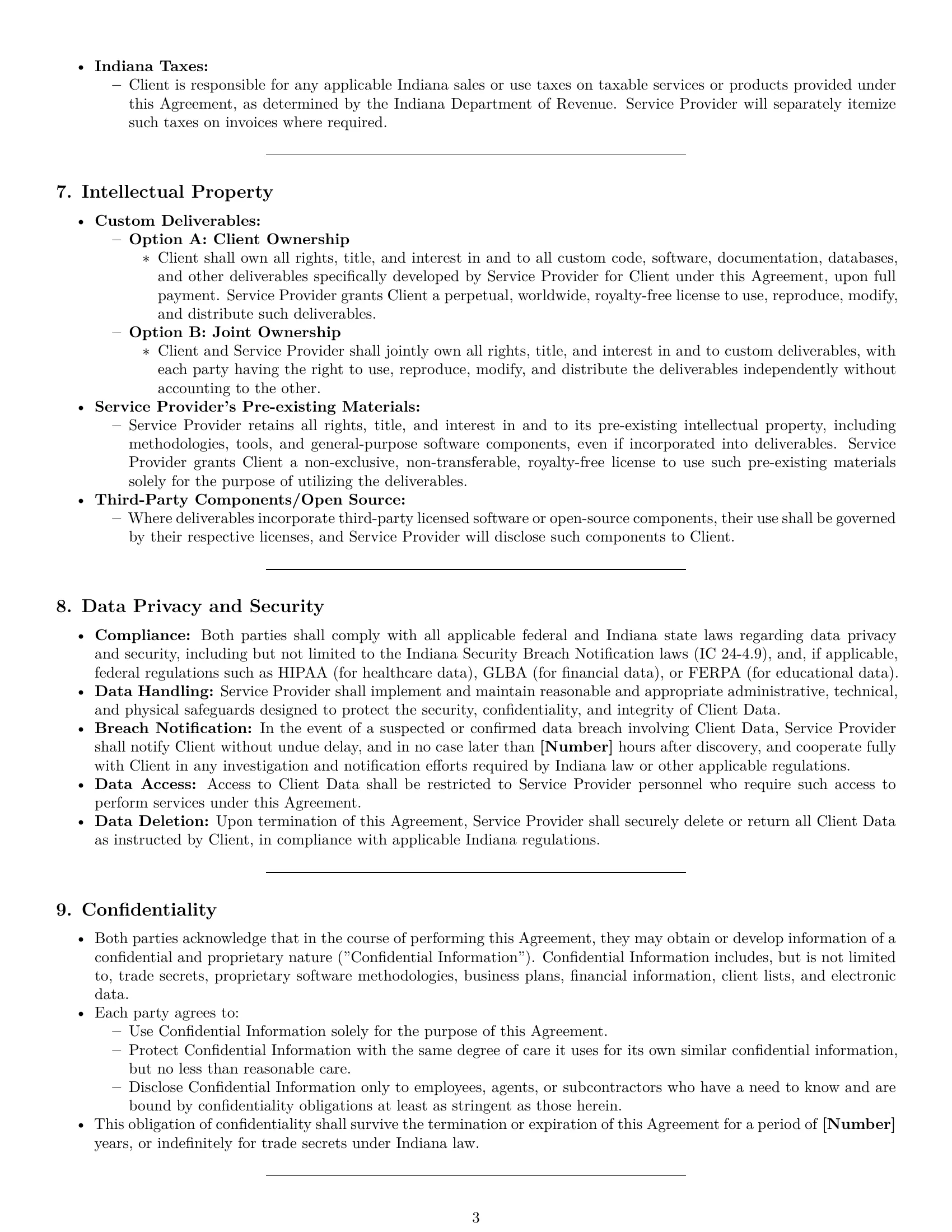 Preview page 3 of Pro Indiana IT service contract template