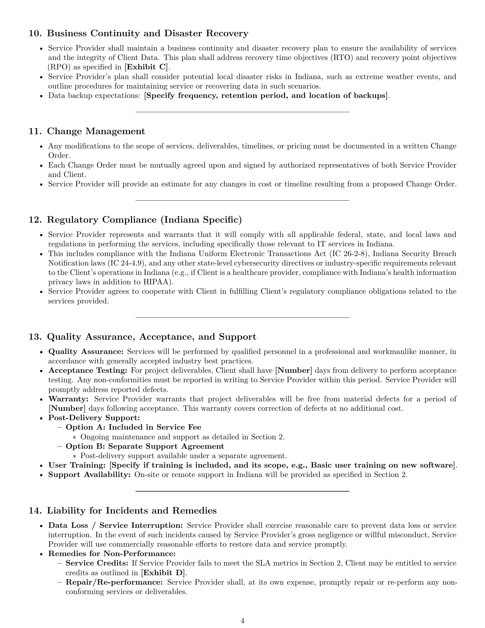 Preview page 4 of Pro Indiana IT service contract template