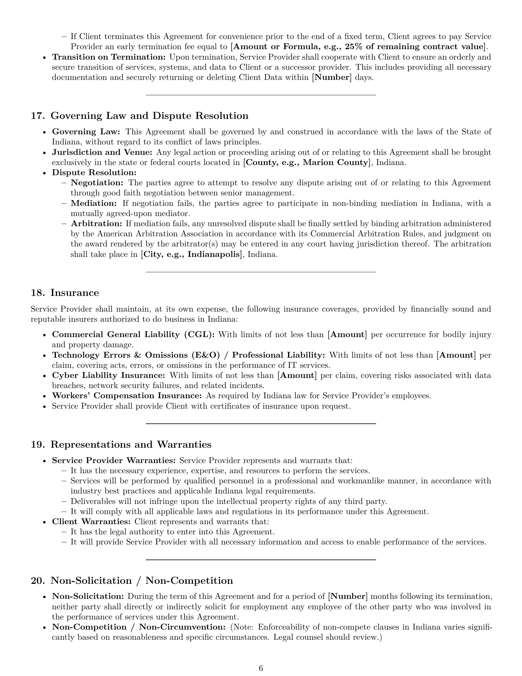 Preview page 6 of Pro Indiana IT service contract template