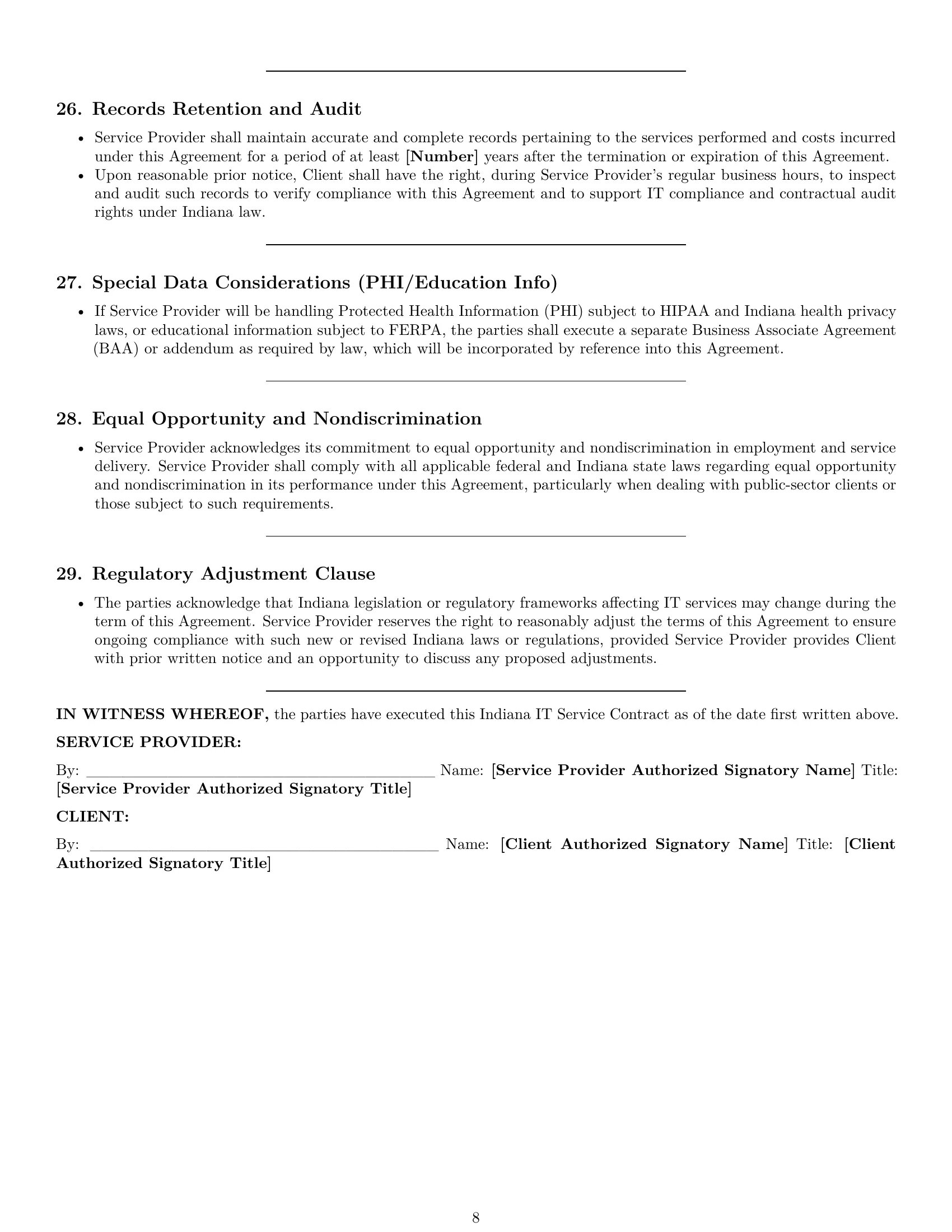 Preview page 8 of Pro Indiana IT service contract template