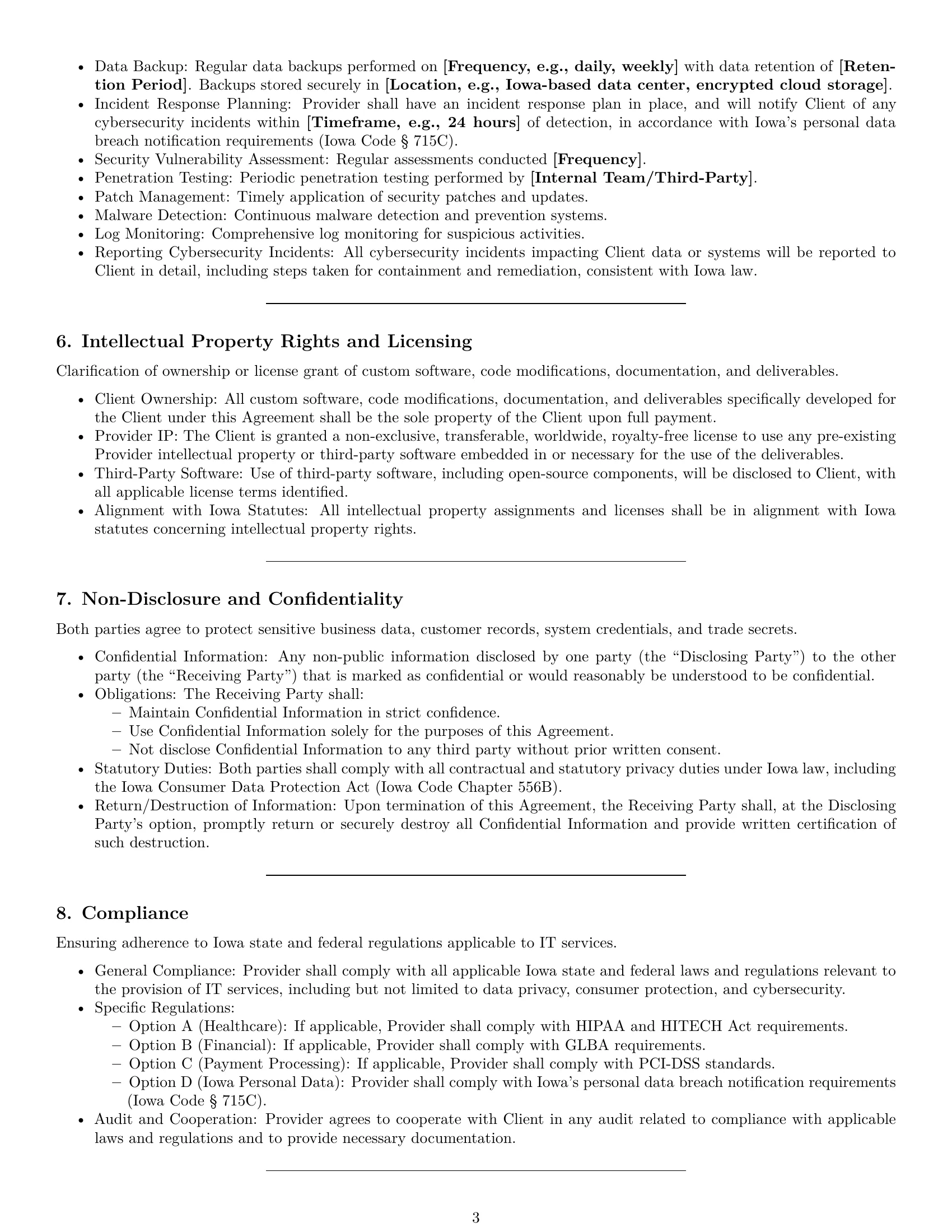 Preview page 3 of Pro Iowa IT service contract template