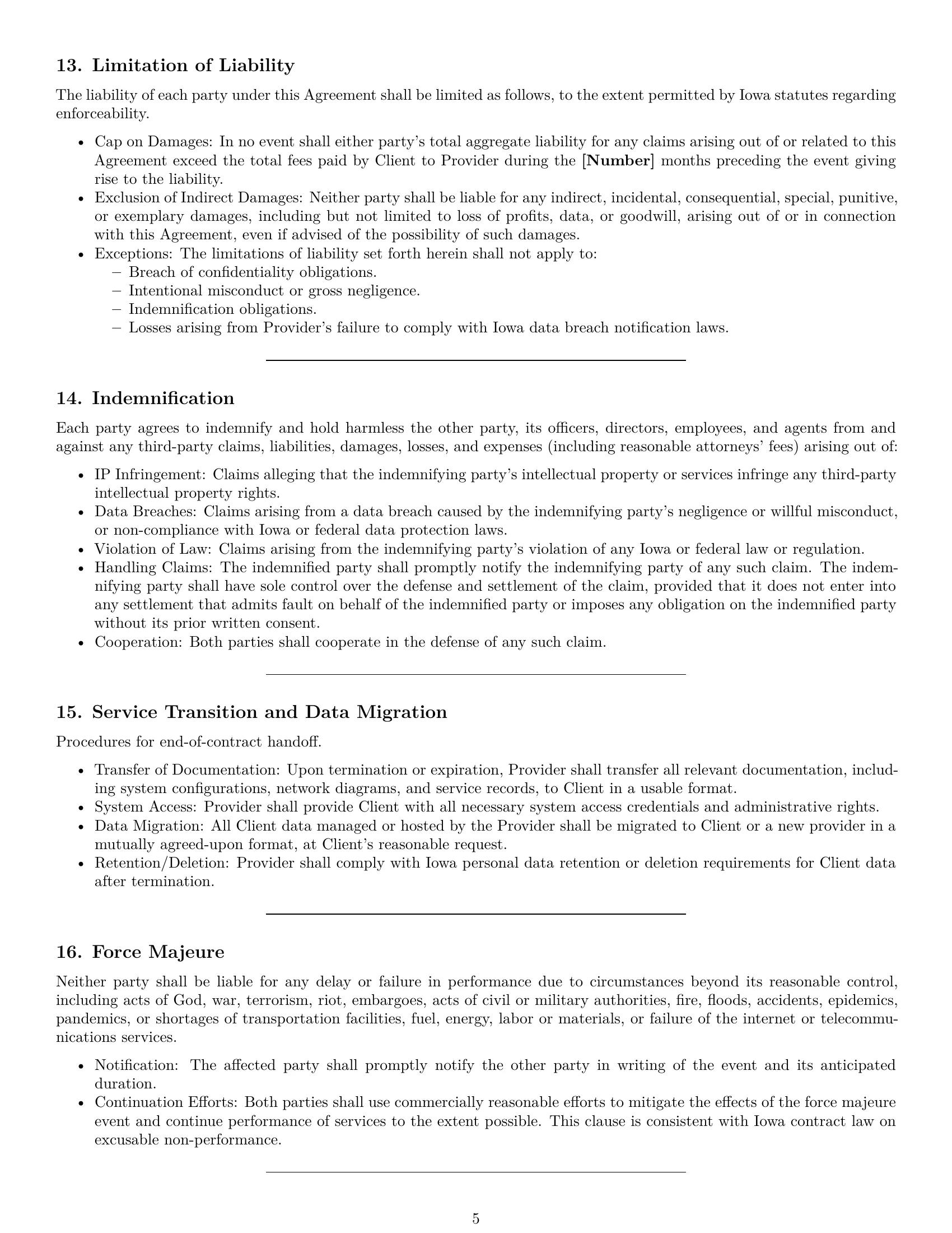 Preview page 5 of Pro Iowa IT service contract template