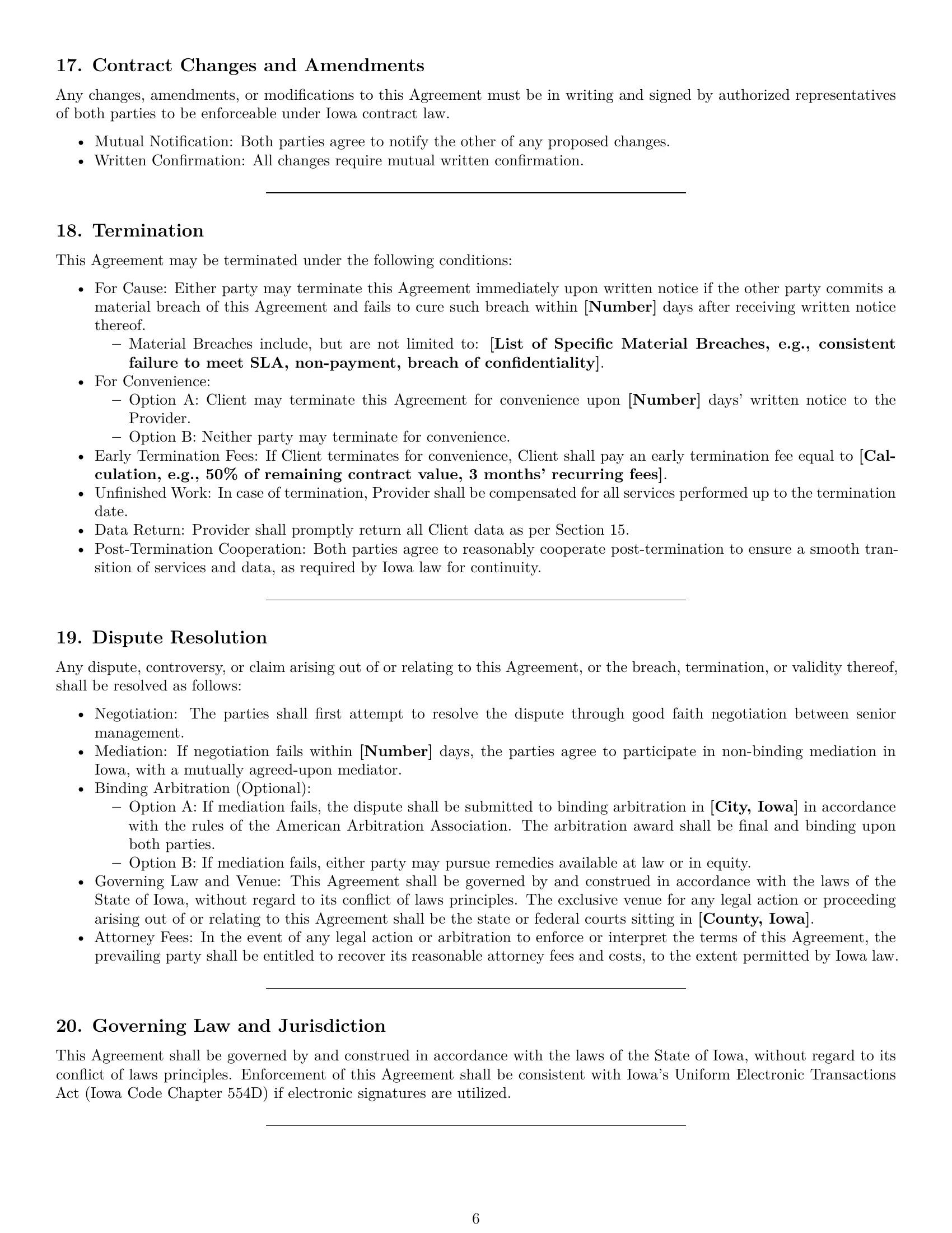 Preview page 6 of Pro Iowa IT service contract template