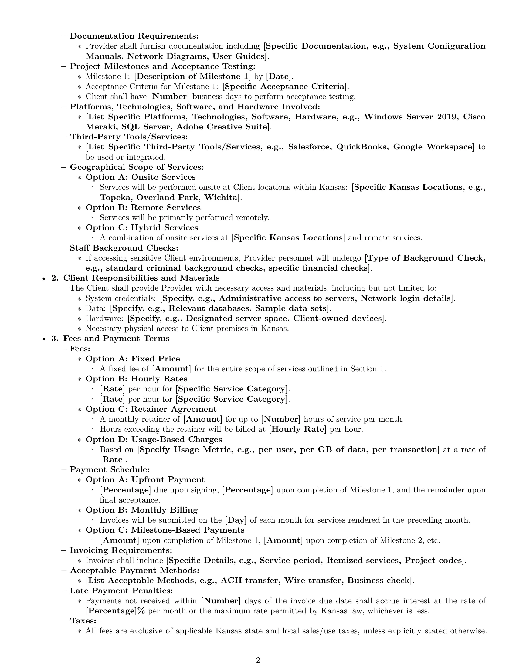 Preview page 2 of Pro Kansas IT service contract template
