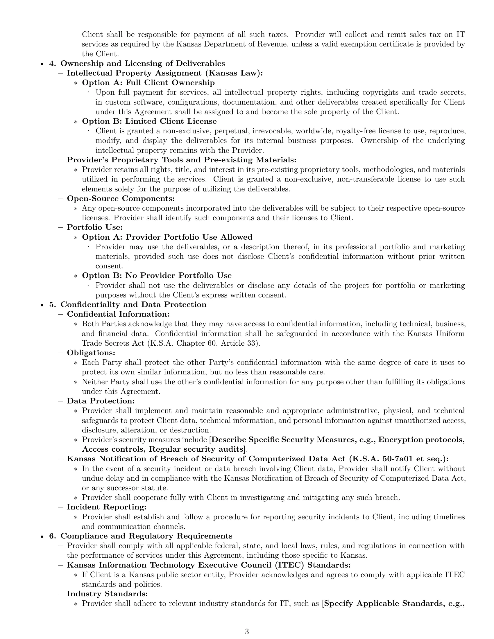 Preview page 3 of Pro Kansas IT service contract template