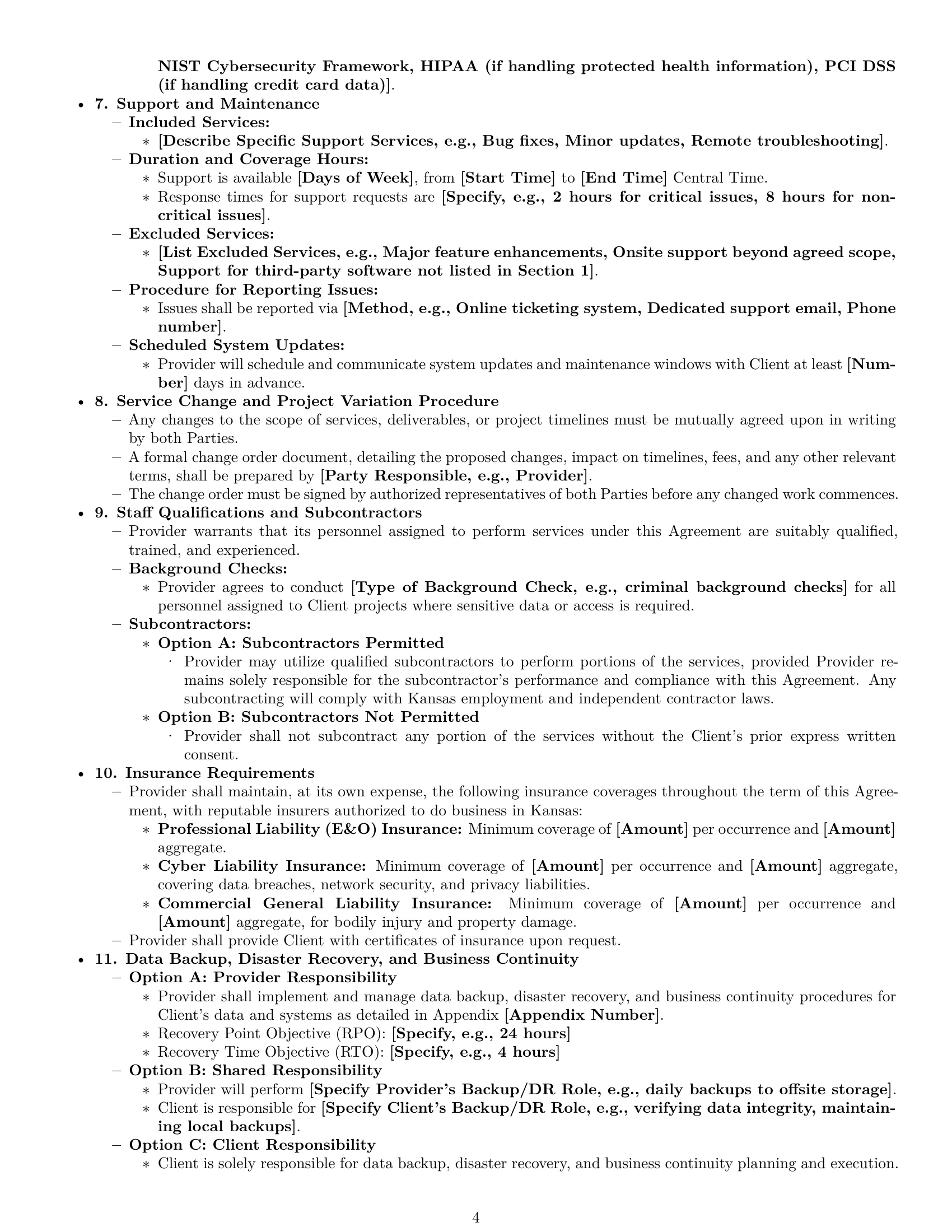 Preview page 4 of Pro Kansas IT service contract template