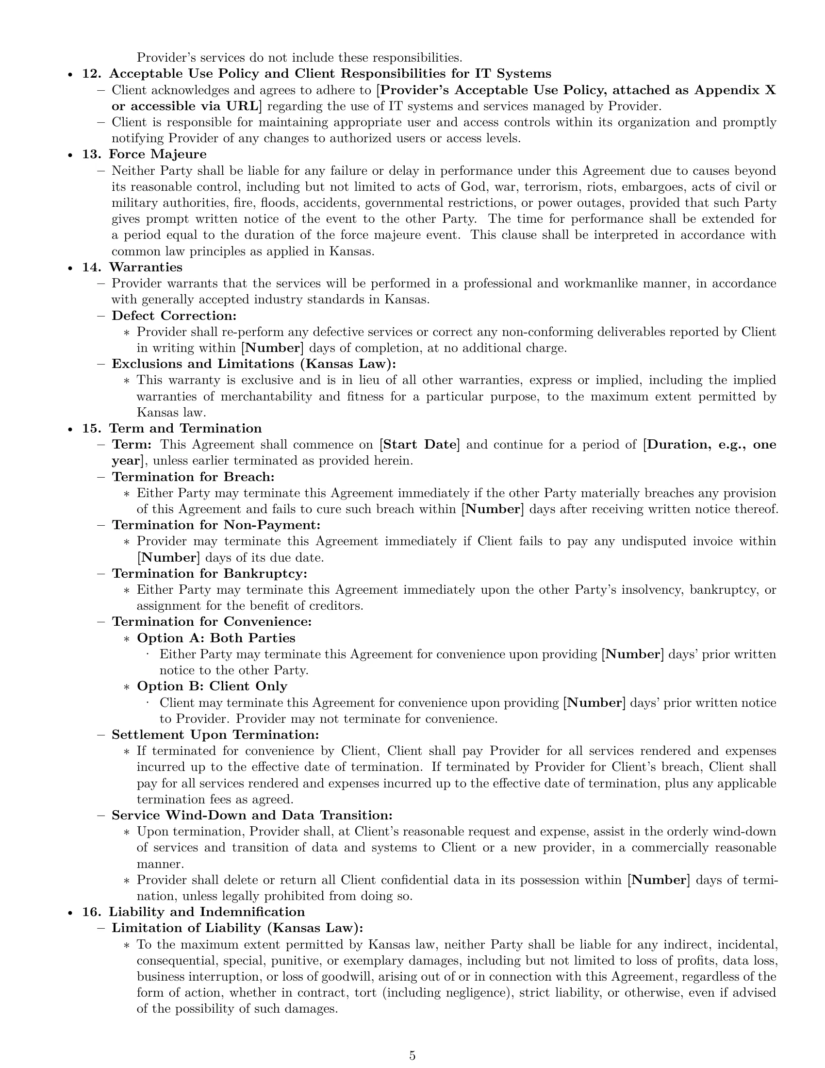 Preview page 5 of Pro Kansas IT service contract template
