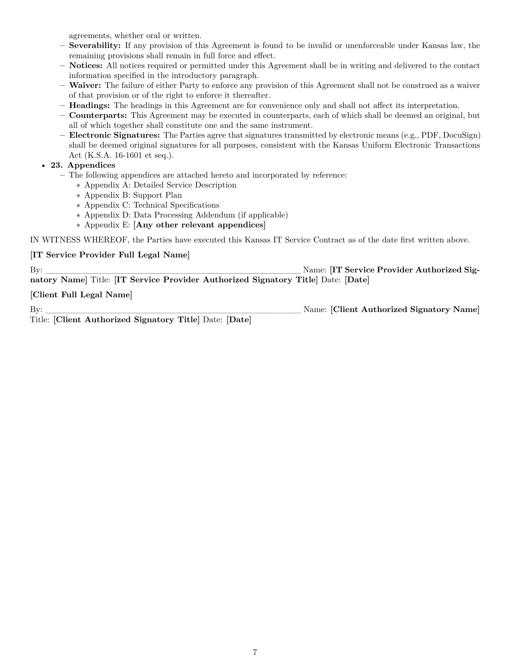 Preview page 7 of Pro Kansas IT service contract template
