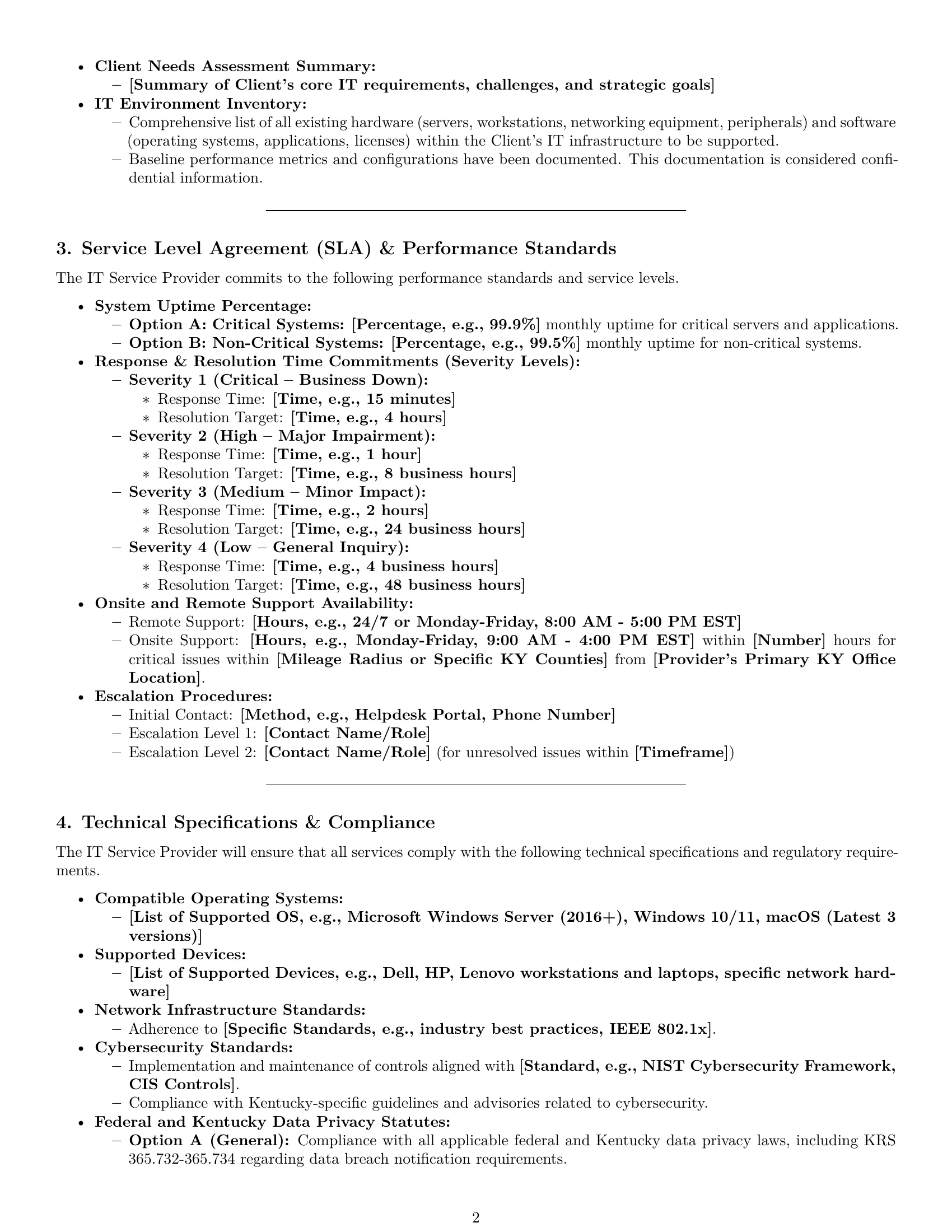Preview page 2 of Pro Kentucky IT service contract template